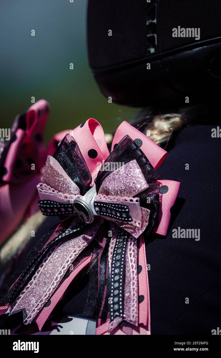 A Childs pink hair ribbons Stock Photo Alamy
