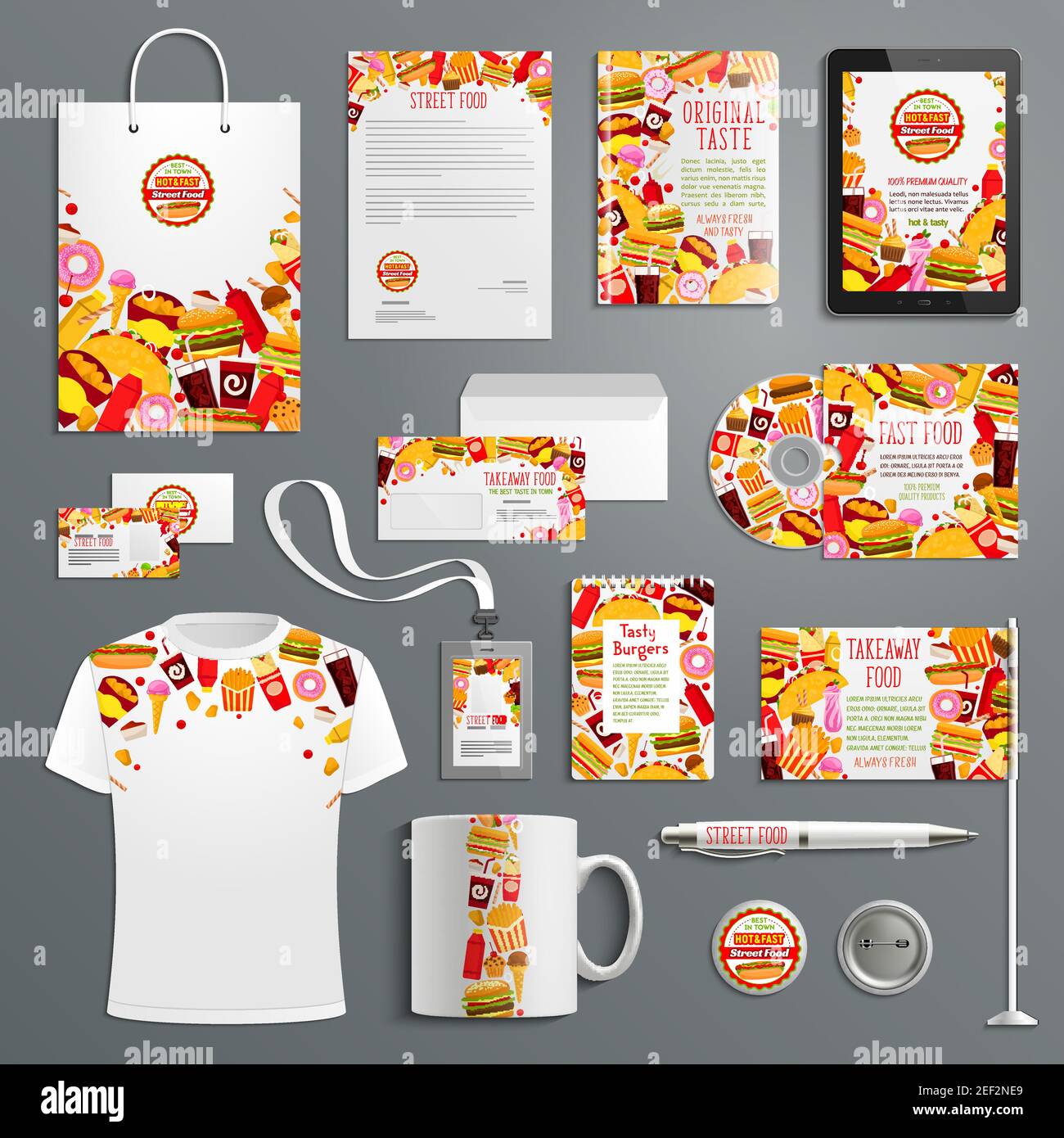 Corporate identity template for fast food restaurant branding