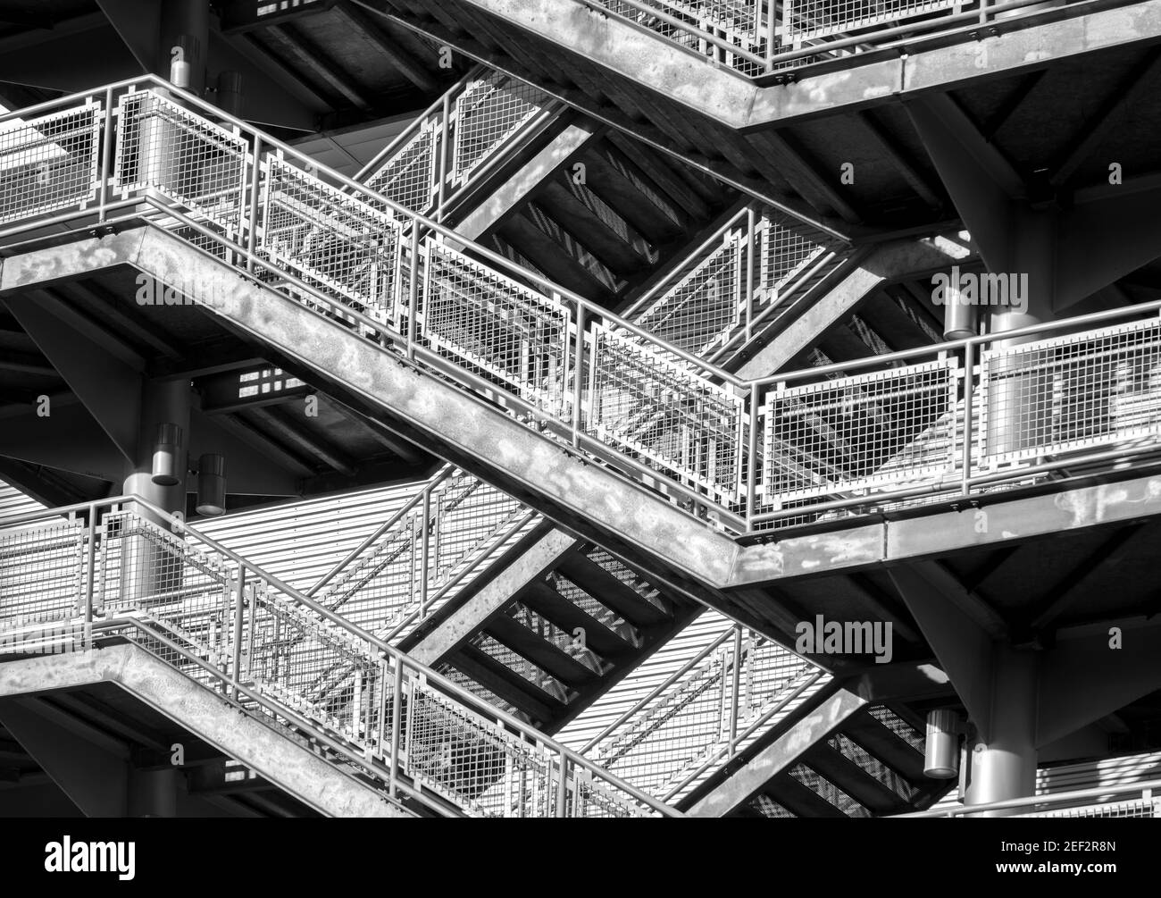 Stairs of a parking garage in Tacoma, WA. Stock Photo