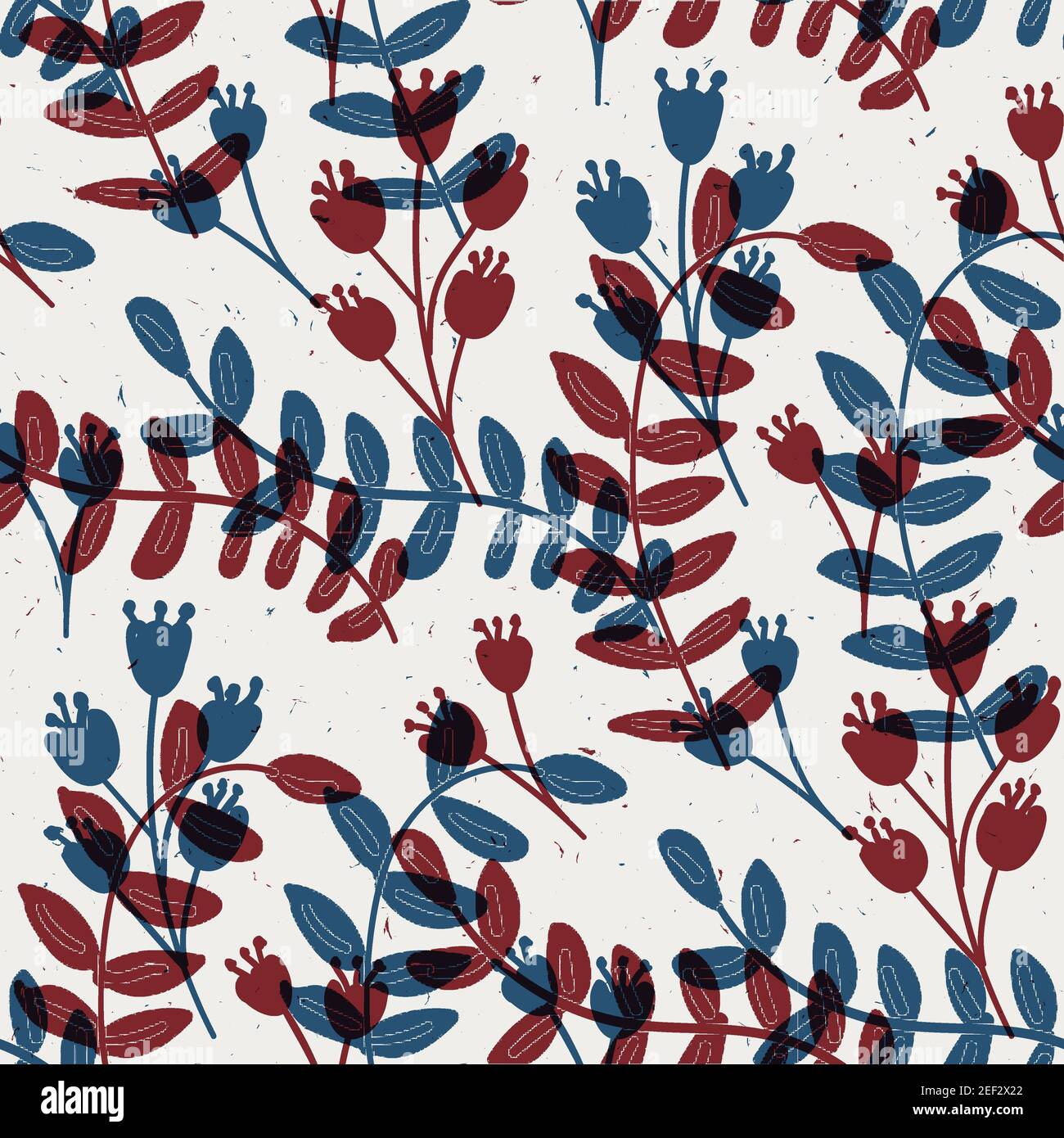 Seamless floral pattern in red blue black white Stock Photo - Alamy
