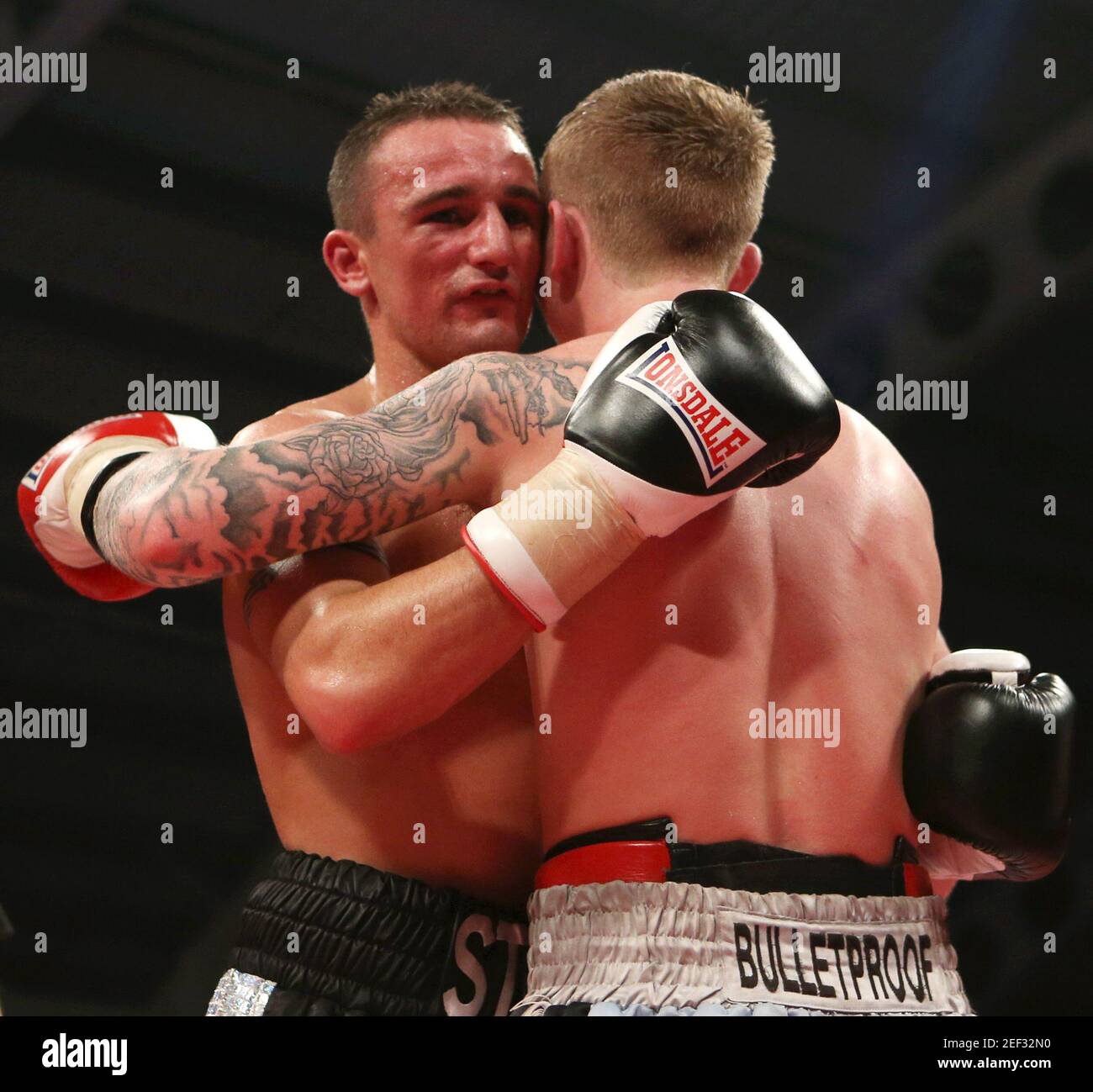 Boxing - Steve Williams v Kirk Goodings - British Masters Light Welterweight Title - Aintree Equestrian Centre - 30/11/12  Steve Williams and Kirk Goodings after their fight  Mandatory Credit: Action Images / Carl Recine Stock Photo