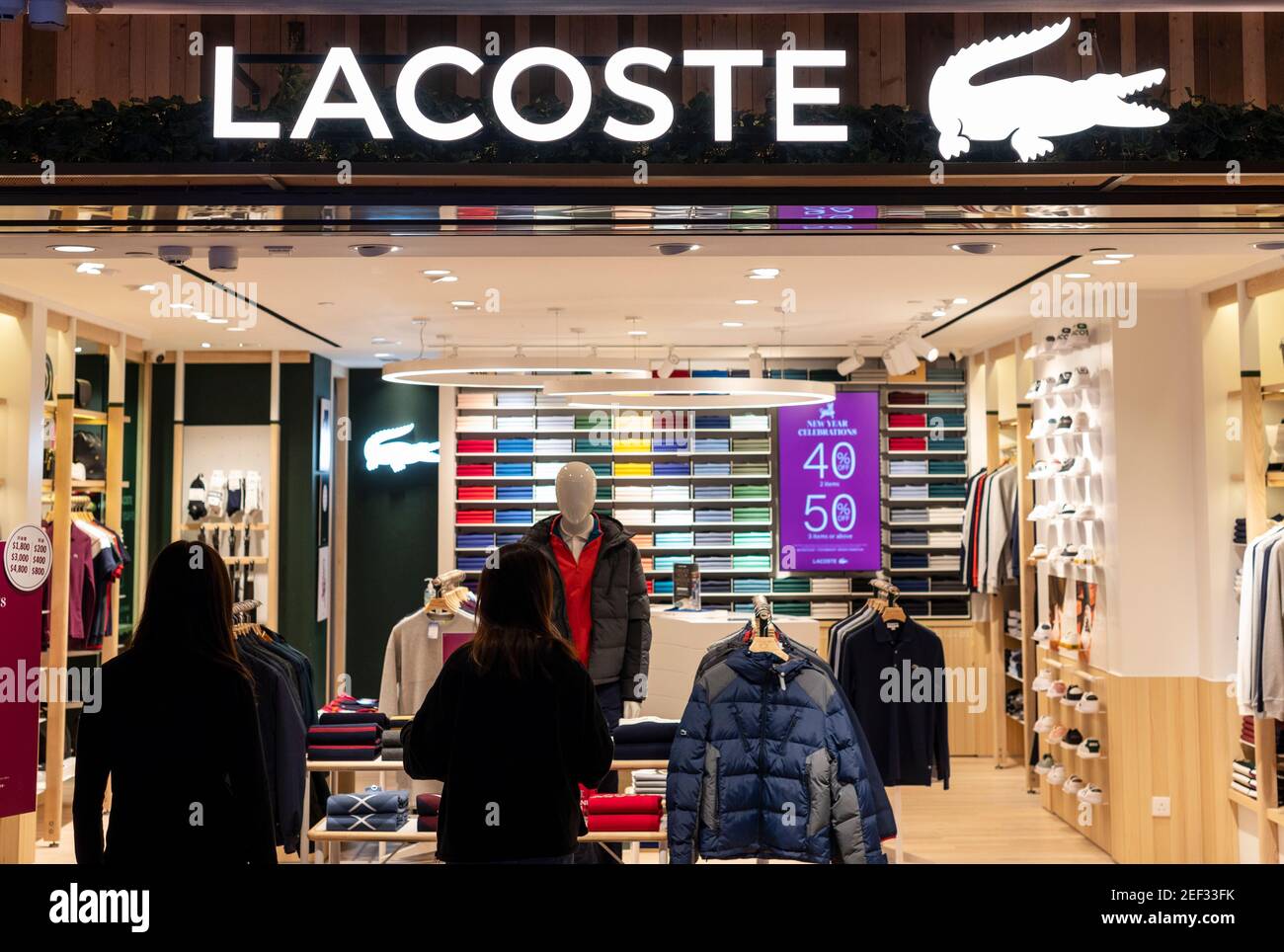 French clothing brand Lacoste store and logo seen in Hong Kong. (Photo by  Budrul Chukrut / SOPA Images/Sipa USA Stock Photo - Alamy