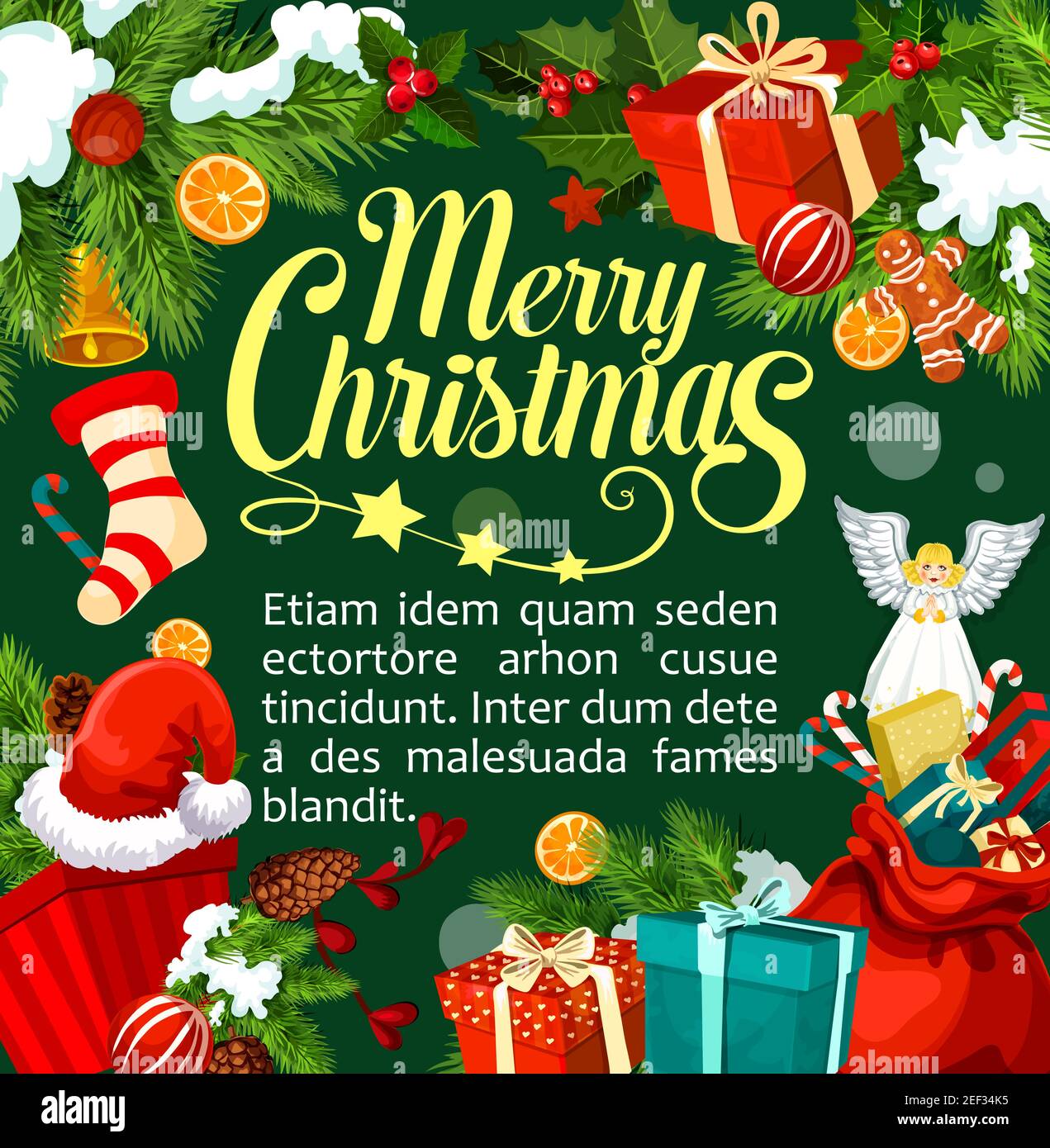 Merry Christmas greeting card design template of congratulations With Christmas Note Card Templates