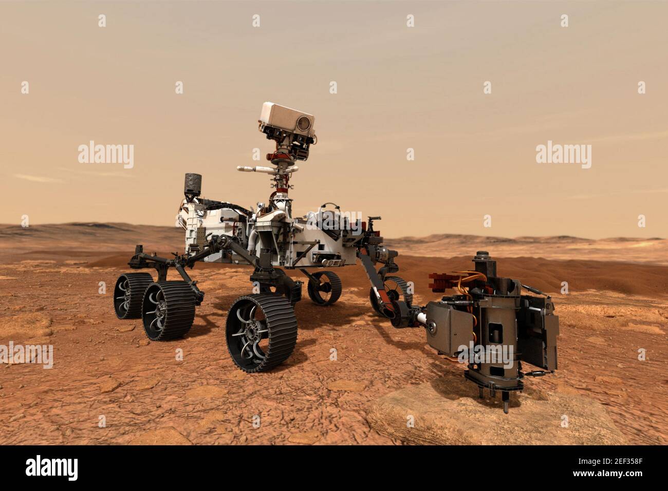 NASA. 16th February, 2021. An illustration of NASA's Perseverance rover
