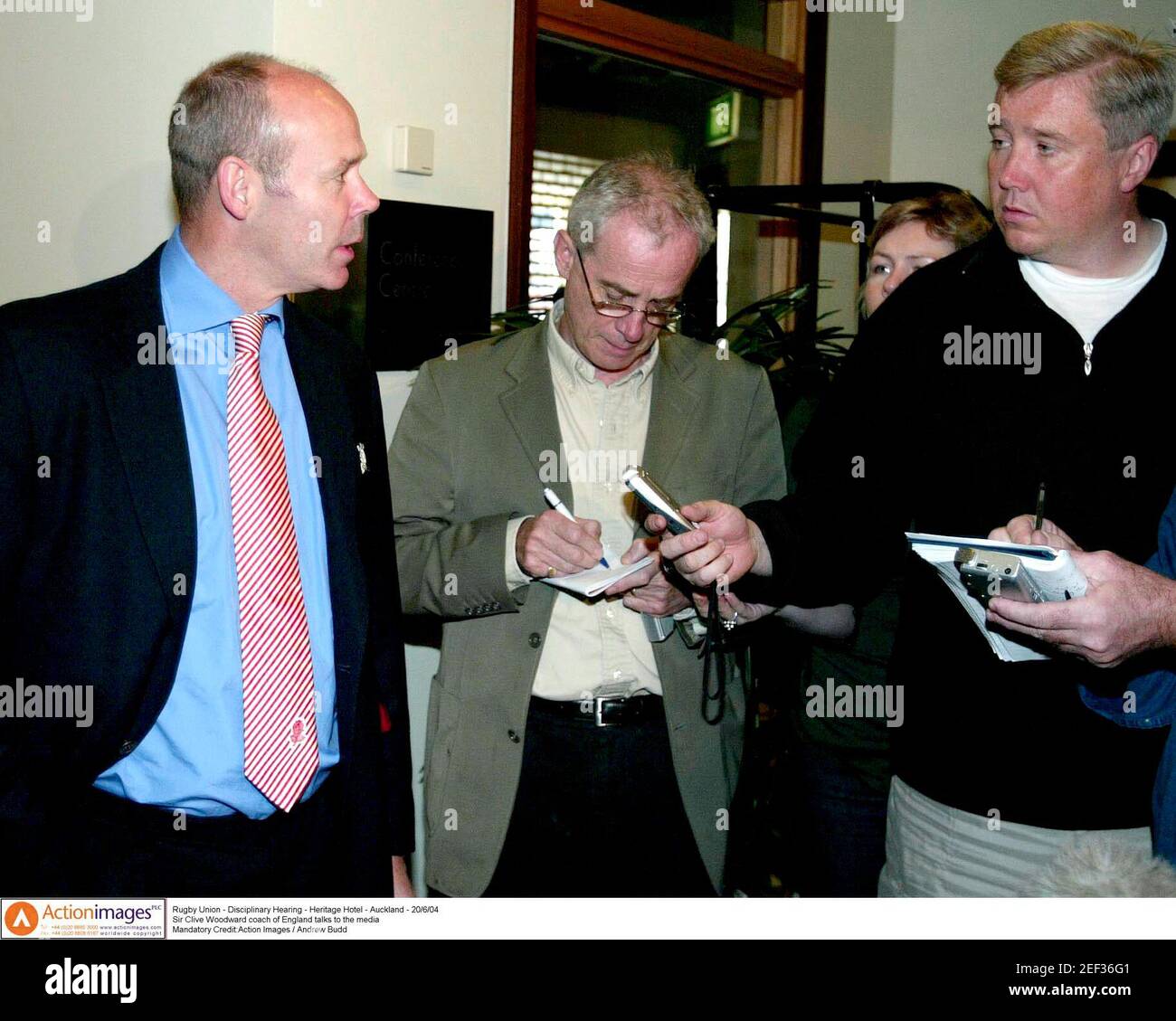 Rugby Union - Disciplinary Hearing - Heritage Hotel - Auckland - 20/6/04  Sir Clive Woodward coach of England talks to the media  Mandatory Credit:Action Images / Andrew Budd Stock Photo