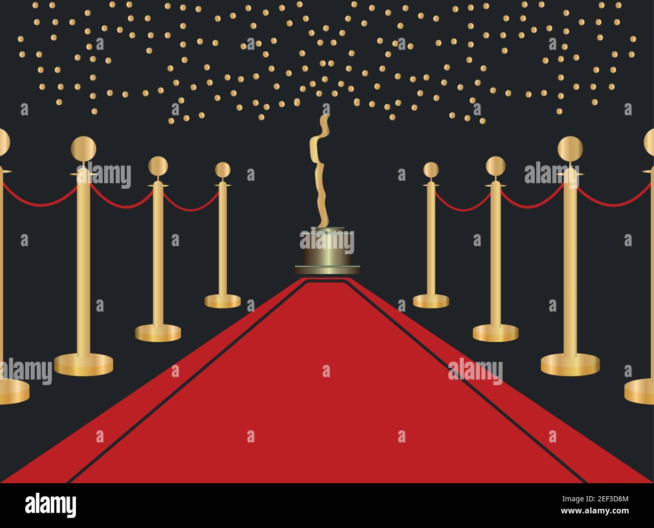 statue and barrier golden in red carpet film awards vector illustration design Stock Vector