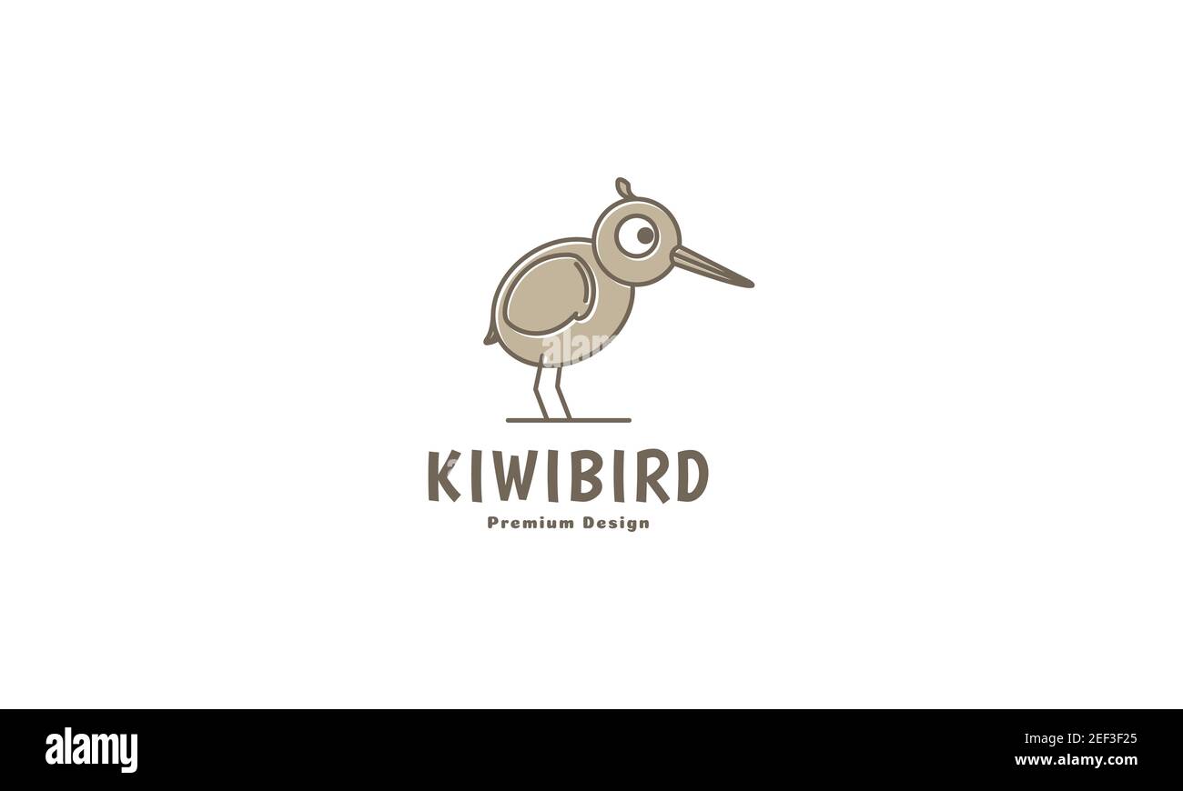 bird kiwi cartoon cute logo design vector icon symbol illustration Stock Vector