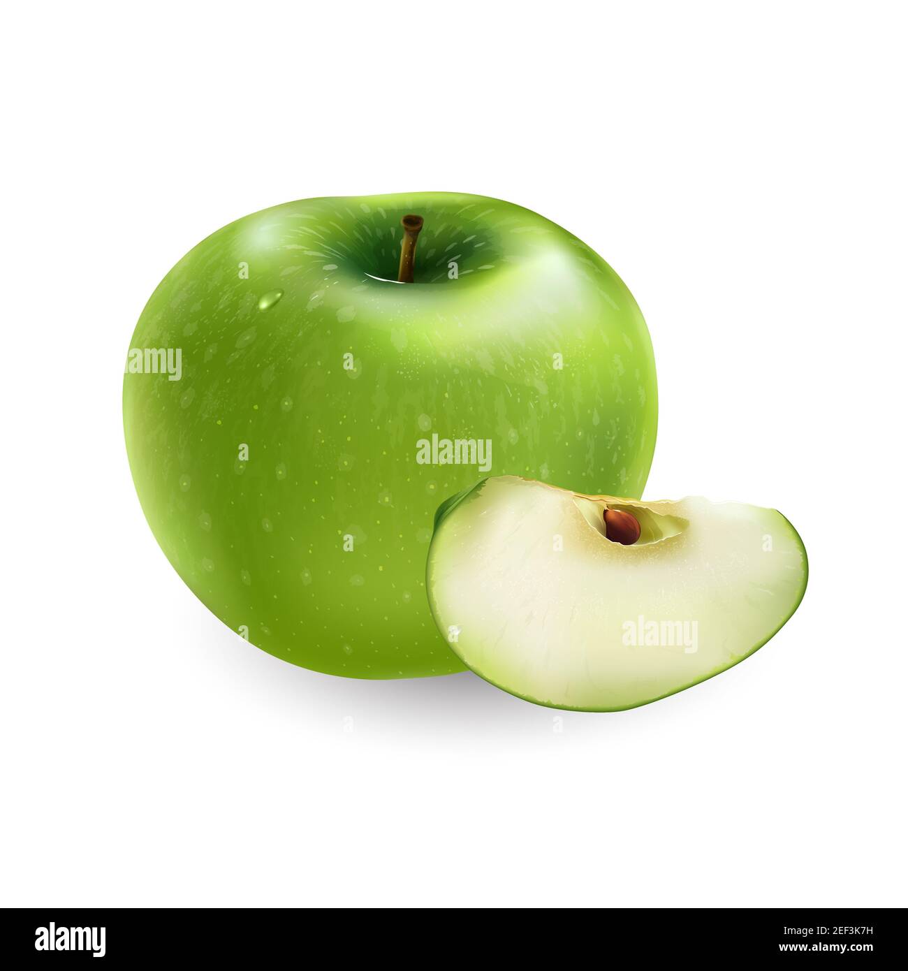 Whole green apple with a slice on white background Stock Photo Alamy