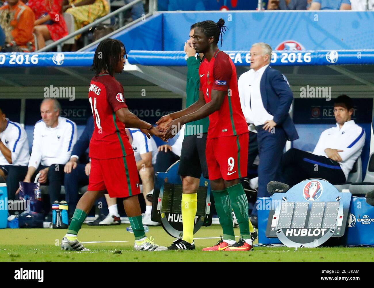 Football Soccer Portugal V France Euro 16 Final Stade De France Saint Denis Near Paris France 10 7 16 Portugal S Eder Is Substituted On For Renato Sanches As France Head