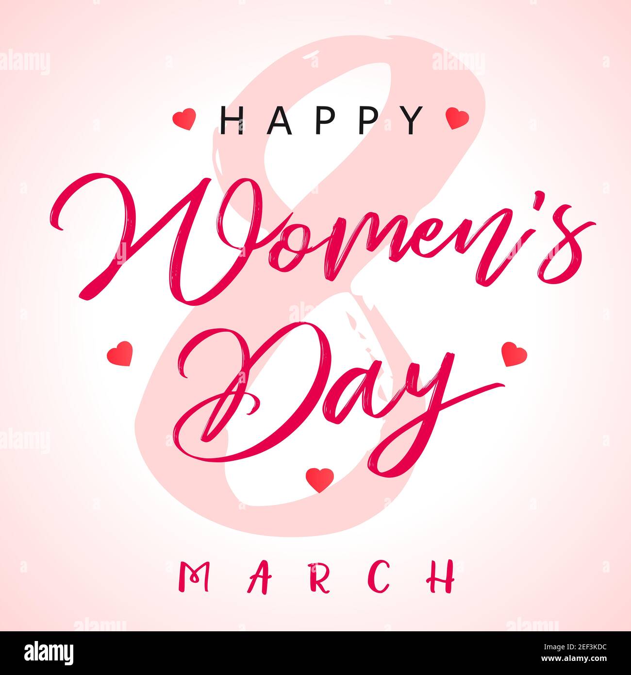 March 8, Happy Women's Day elegant congrats. Lovely cute pink ...