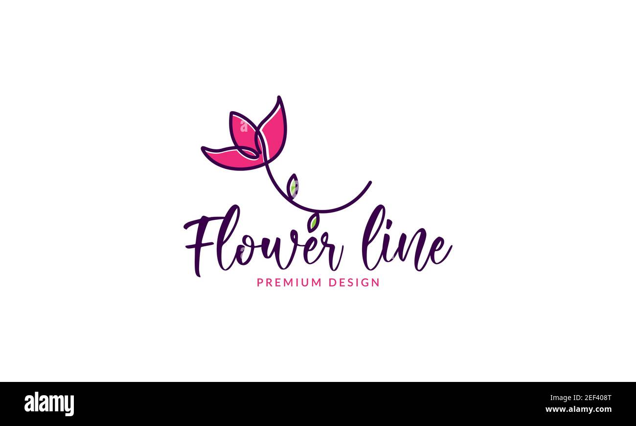 girly flower lines art pink logo design vector icon symbol illustration  Stock Vector Image & Art - Alamy
