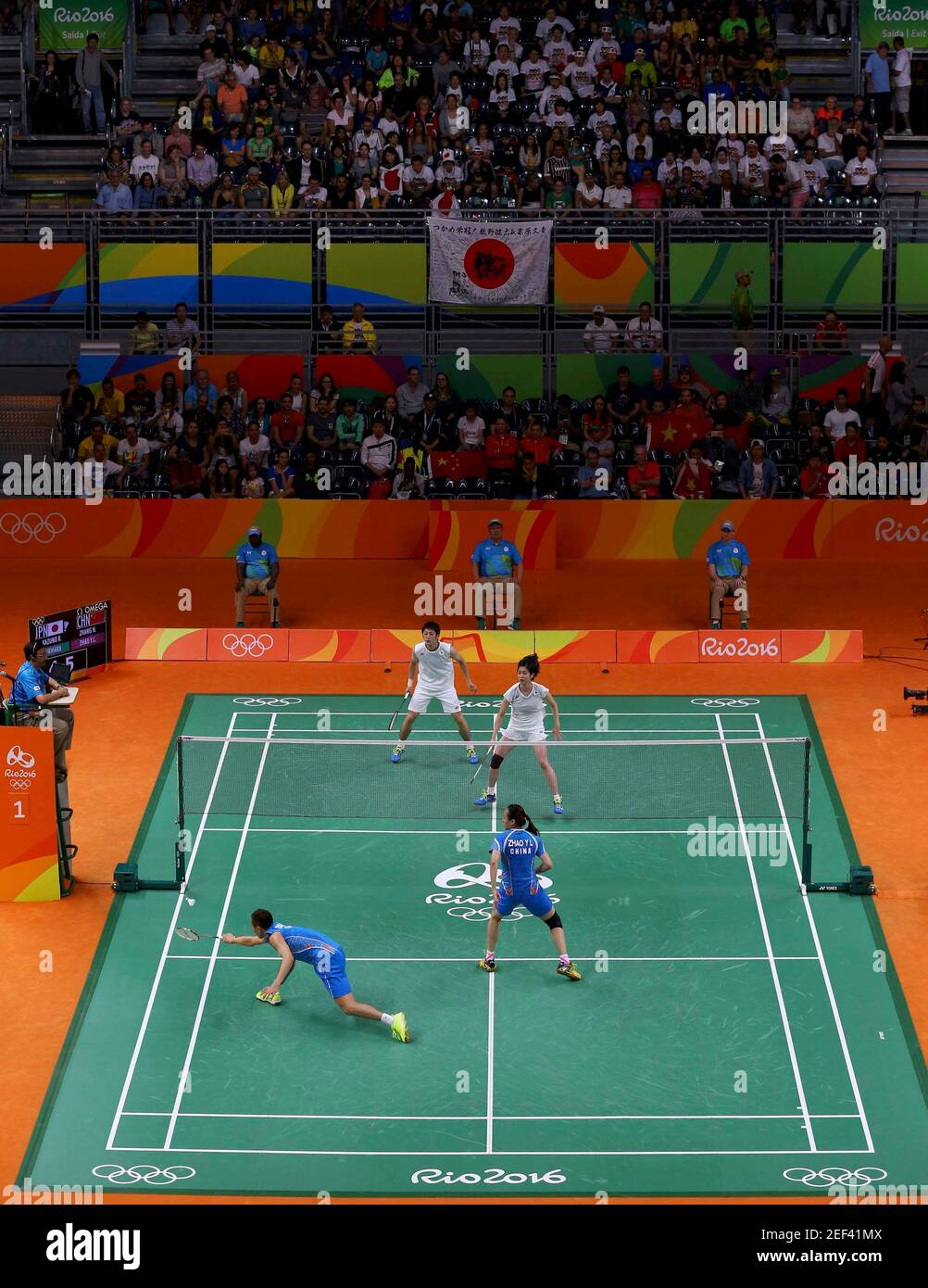 2016 Rio Olympics - Badminton - Mixed Doubles Quarterfinals - Riocentro -  Pavilion 4 - Rio de Janeiro, Brazil - 14/08/2016. Zhang Nan (CHN) of China  and Zhao Yunlei (CHN) of China