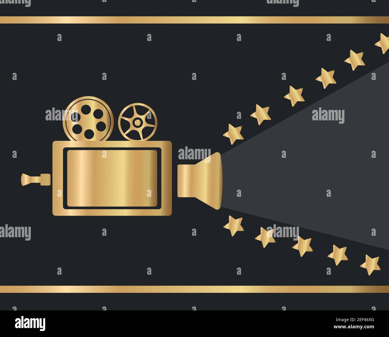 video camera and stars golden film award icon vector illustration