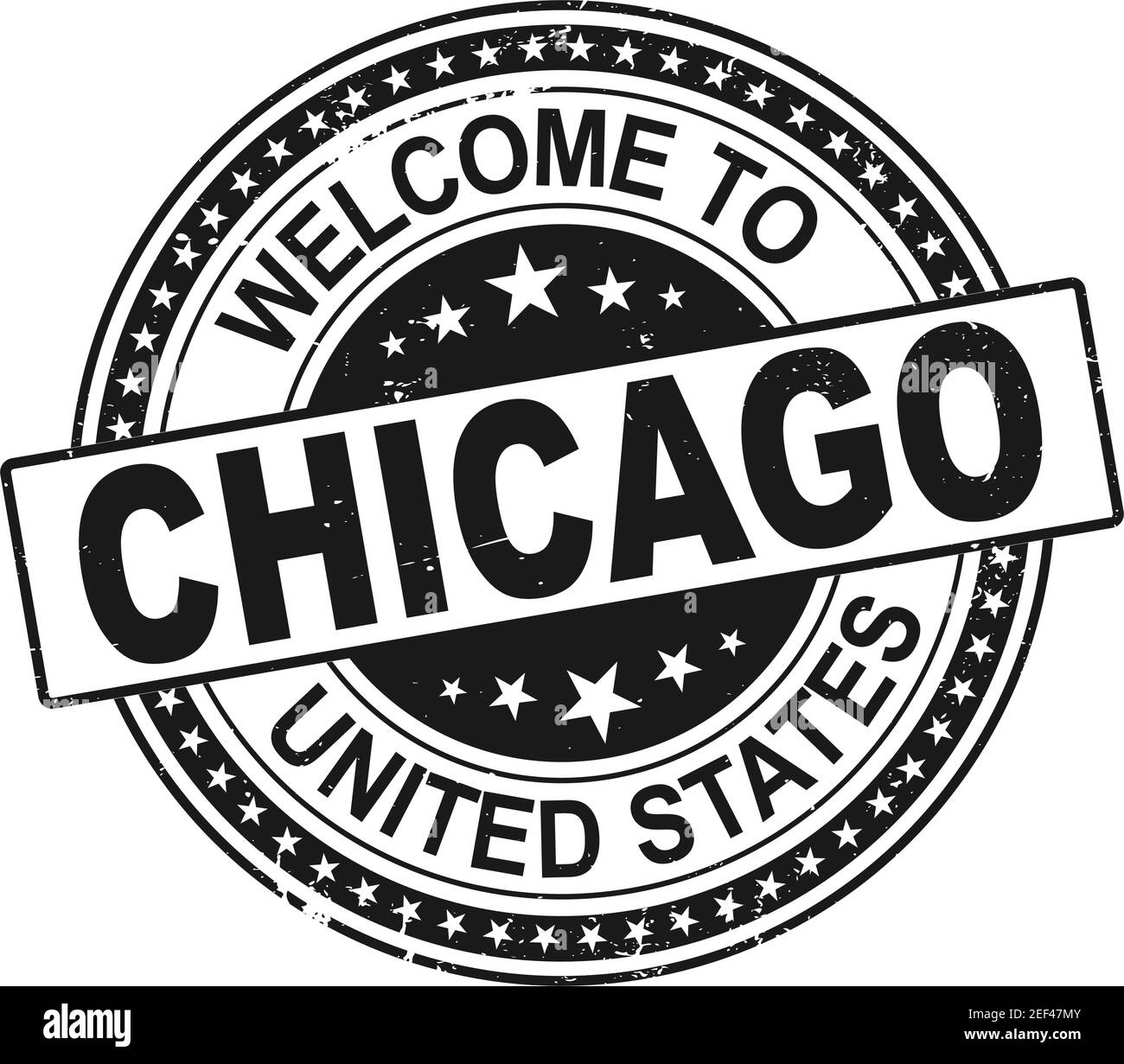 welcome to Chicago black round ribbon stamp Stock Vector