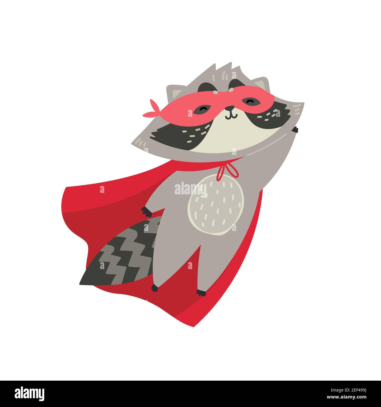 Cute raccoon in superhero costume. Stock Vector