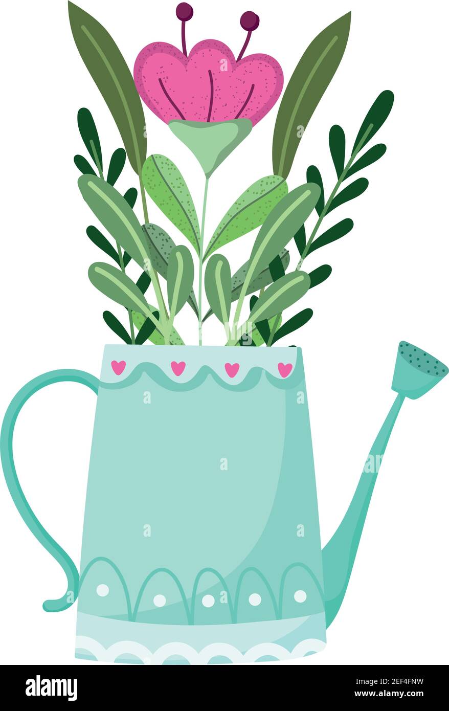 watering can with flowers decoration vector illustration isolated style ...