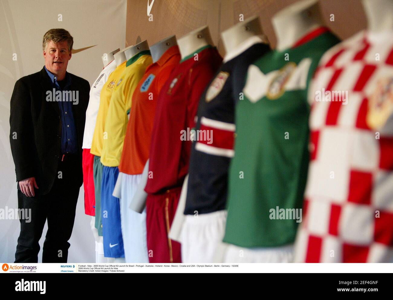 Football - Nike - 2006 World Cup Official Kit Launch for Brazil - Portugal - Australia - Holland - Korea - Mexico - Croatia and USA - Olympic Stadium - Berlin - Germany - 13/2/06  2006 World Cup Official Kit Launch for Nike  Mandatory Credit: Action Images / Tobias Schwarz Stock Photo