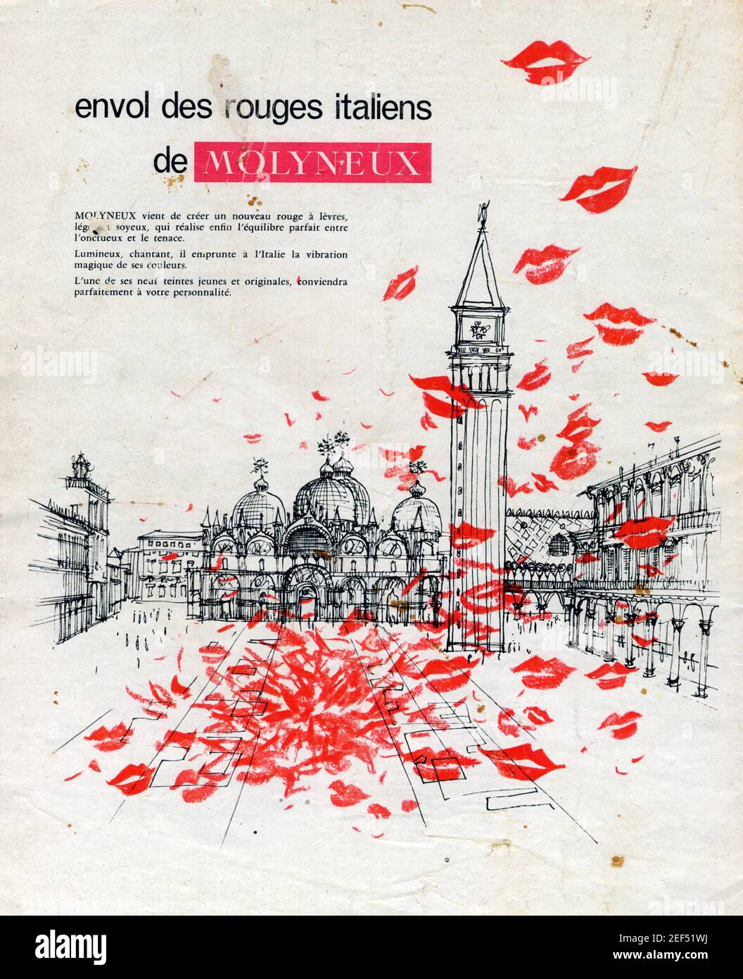 Publicité ancienne. Envol des rouges italiens de MOLYNEUX Stock Photo
