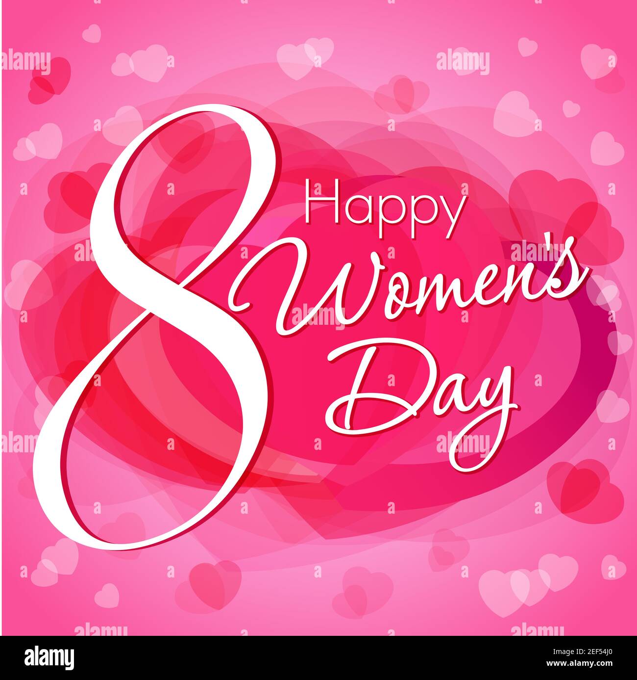 March 8, Happy Women's Day elegant congrats. Lovely cute pink ...