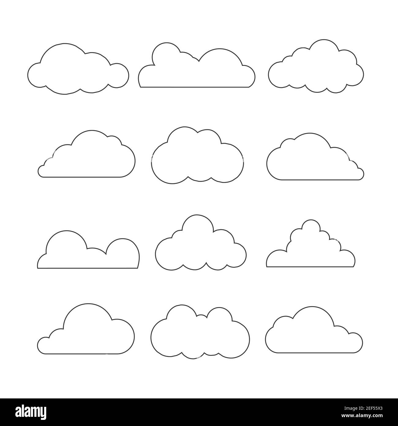 Set of Cloud Icons in trendy flat style isolated on white background. Cloud symbol for your web site Stock Photo