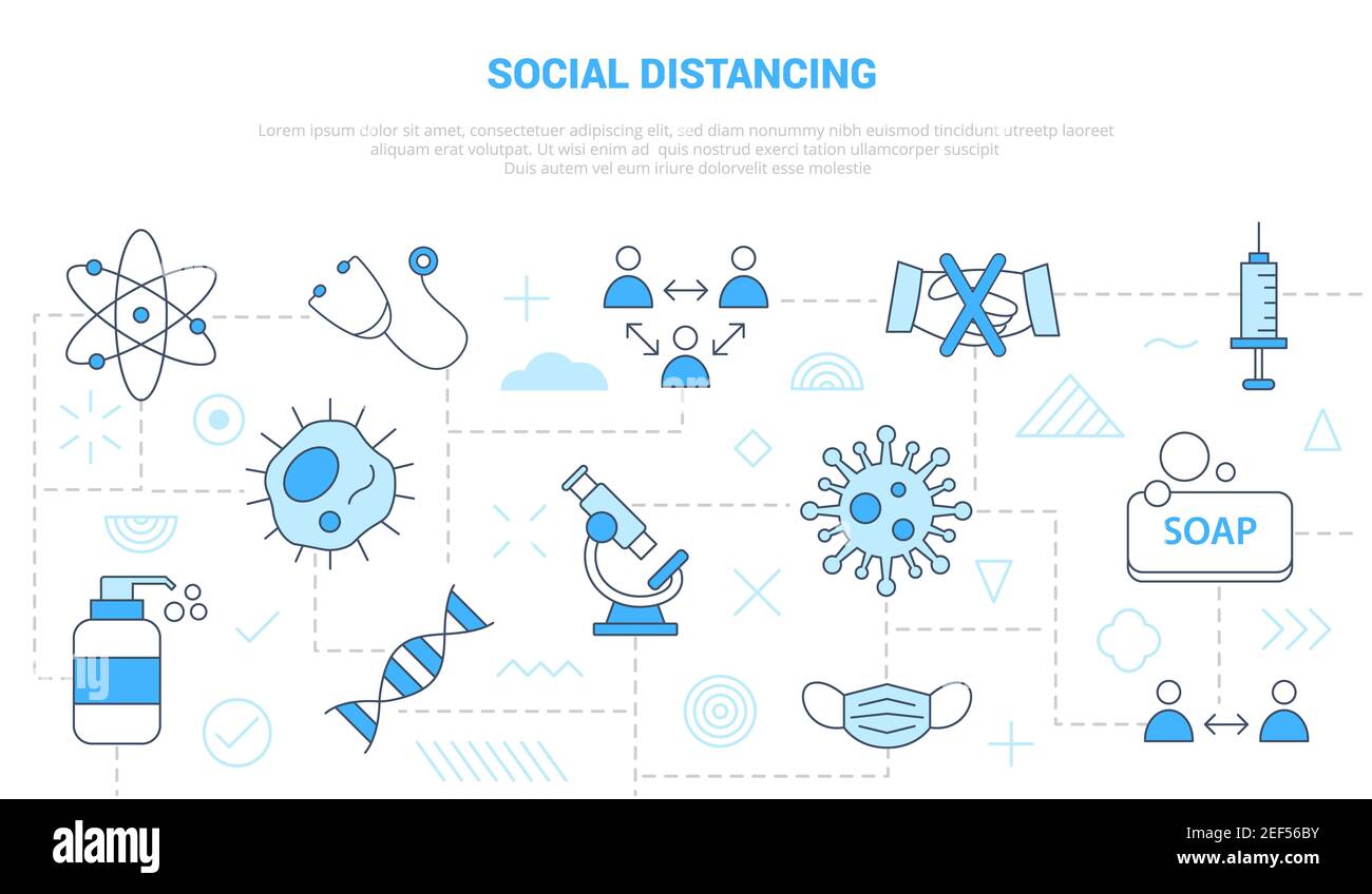 social distancing concept with icon set template banner with modern ...