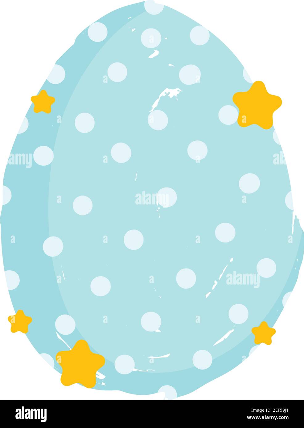 cute easter blue egg with dots and stars decoration vector illustration ...
