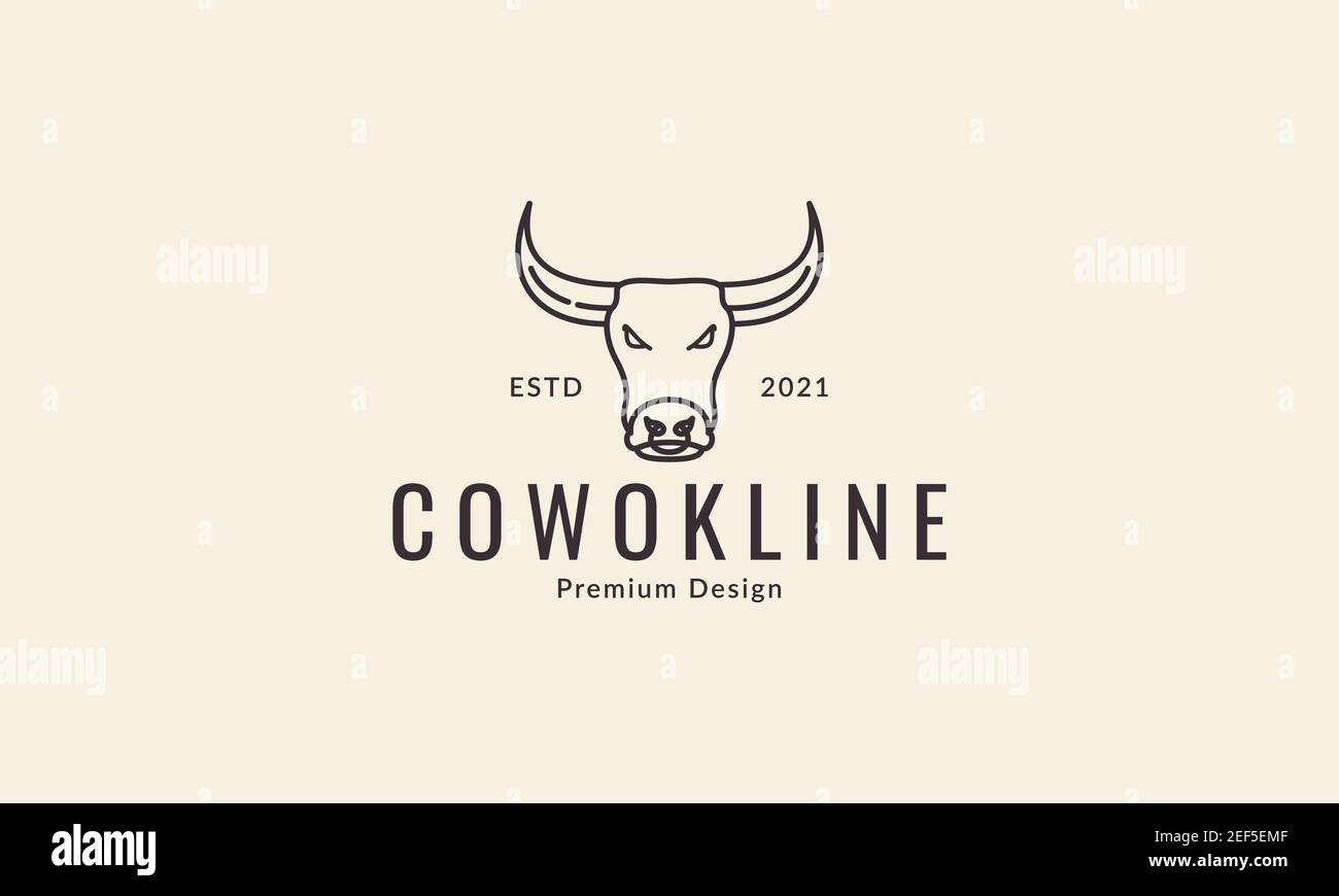 animal head lines cow hipster logo design vector icon symbol ...