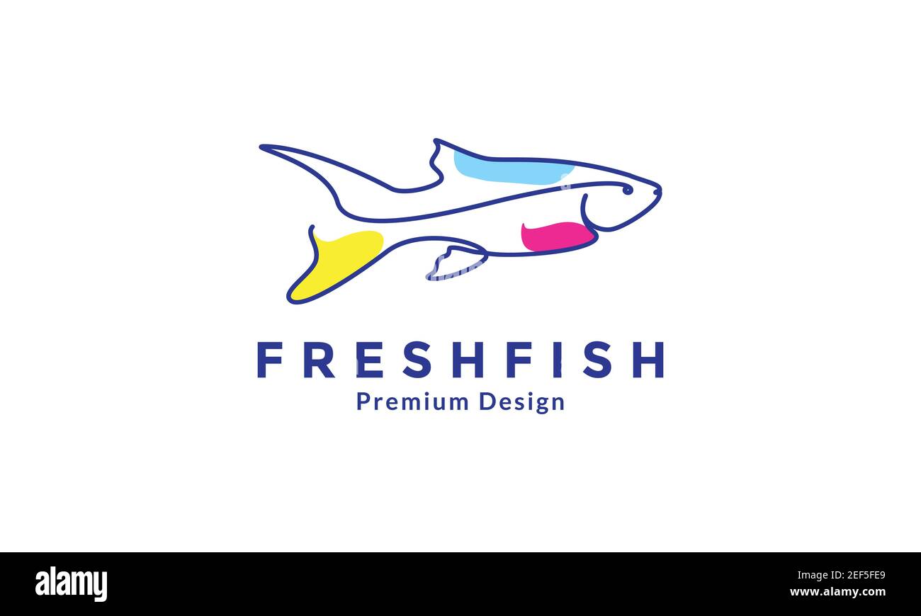 decorative fish aquarium line colorful logo symbol vector icon design illustration Stock Vector