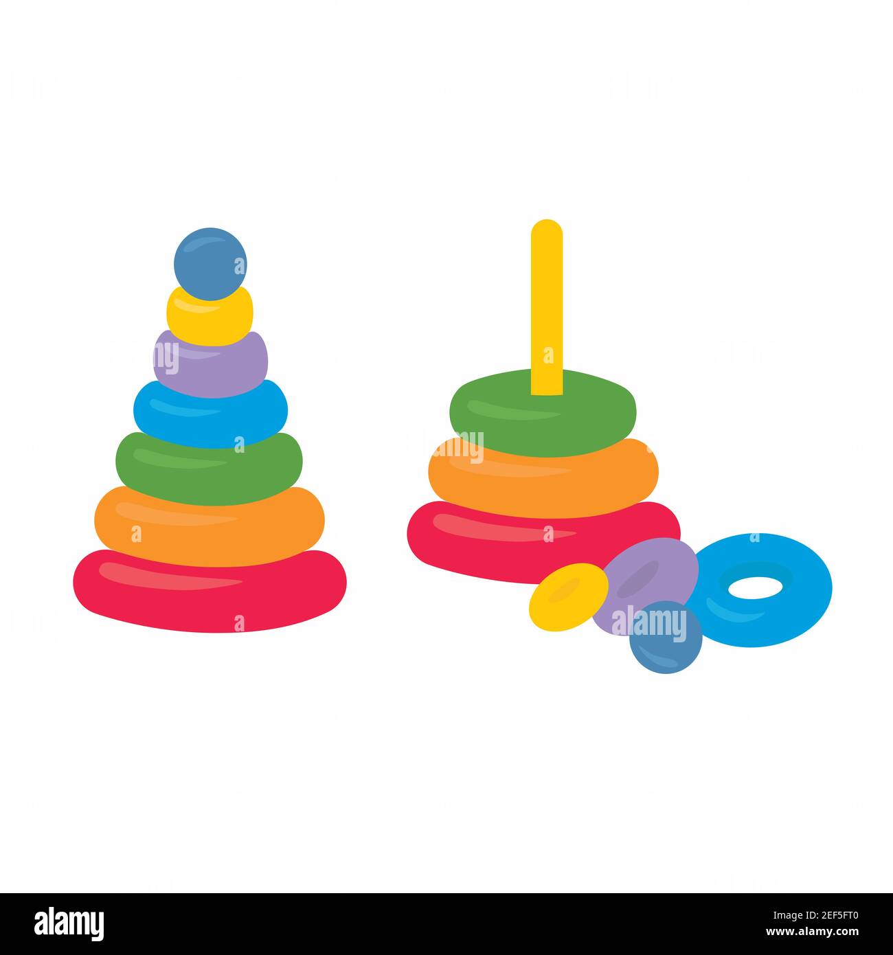 Assembled disassembled childrens colorful plastic toy. Building stack