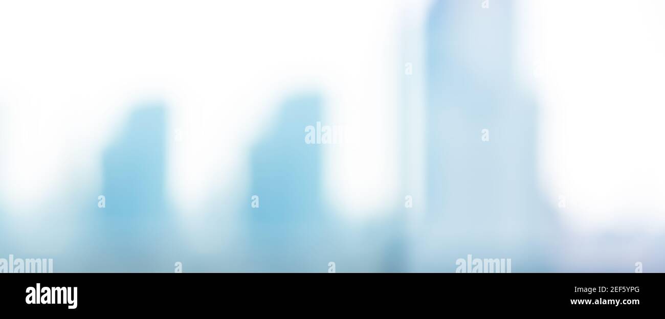 Blur abstract city buildings for background, horizontal web banner Stock Photo