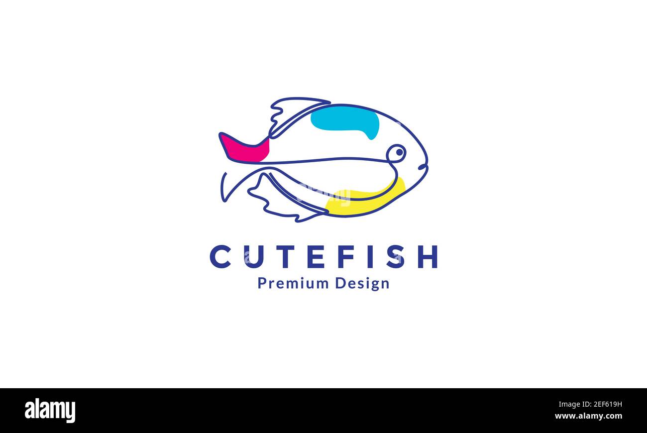 cute piranha fish line colorful logo symbol vector icon design illustration Stock Vector
