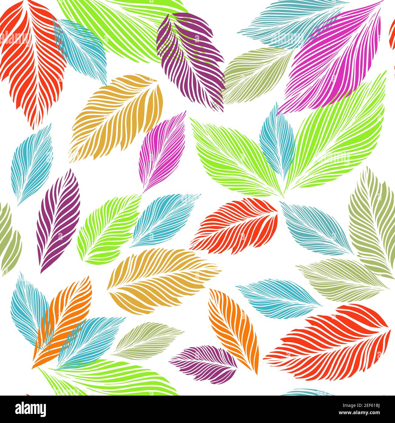 Graphic leaves seamless multicolored pattern. vector illustration Stock ...