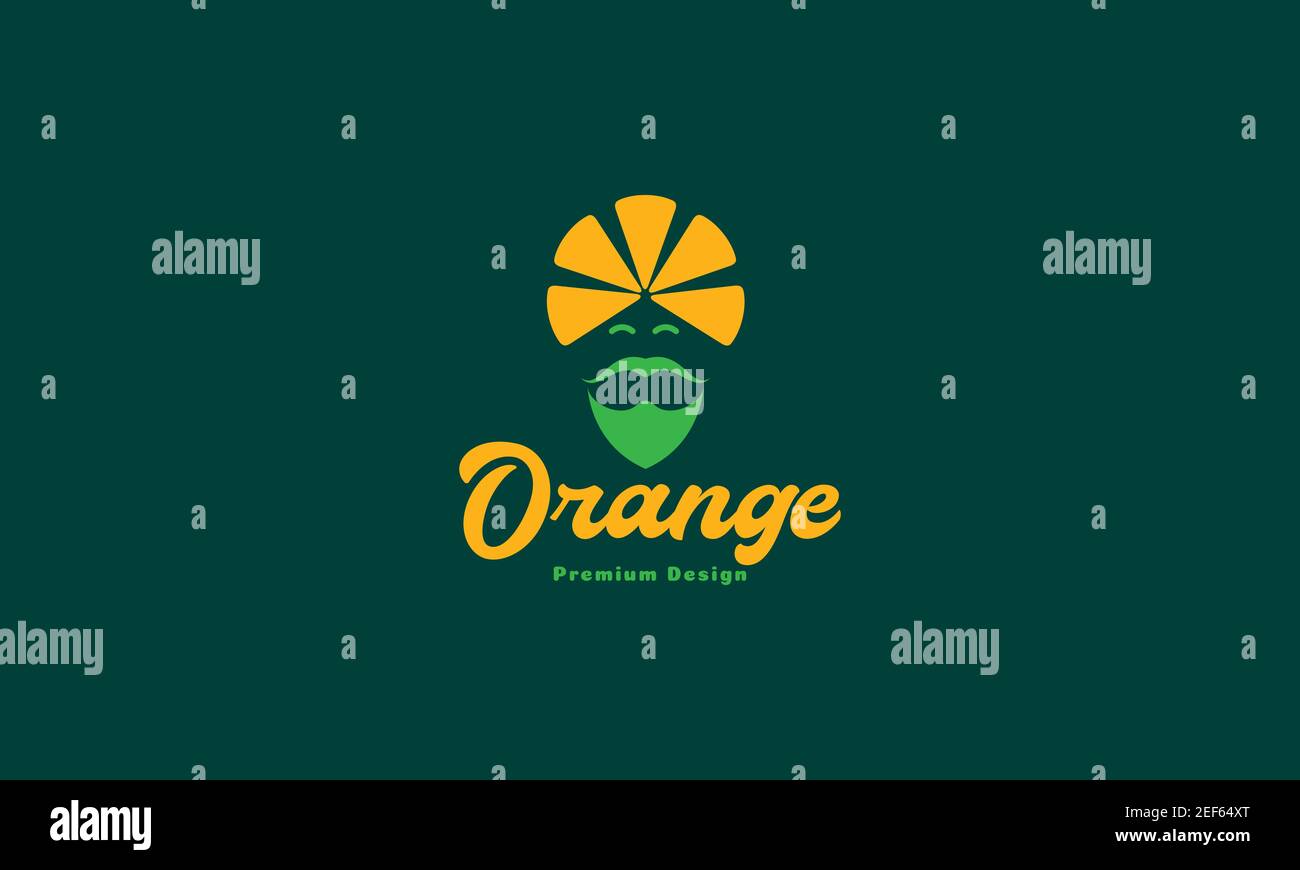 Orange fruit with man hat logo design vector icon symbol illustration Stock Vector