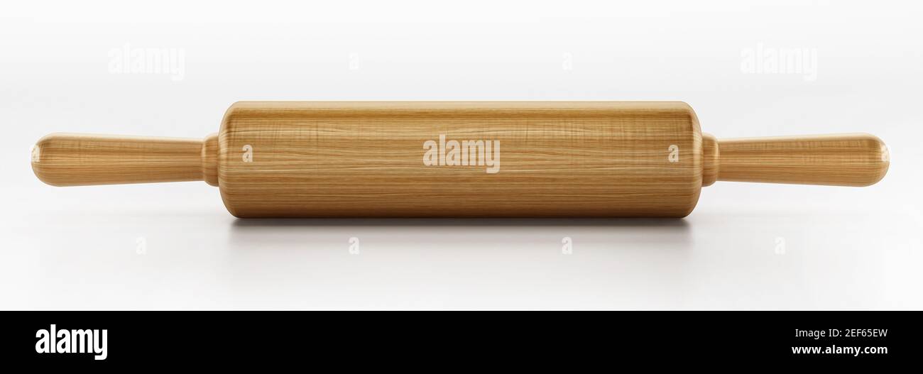 Rolling pin isolated on white background. 3D illustration. Stock Photo