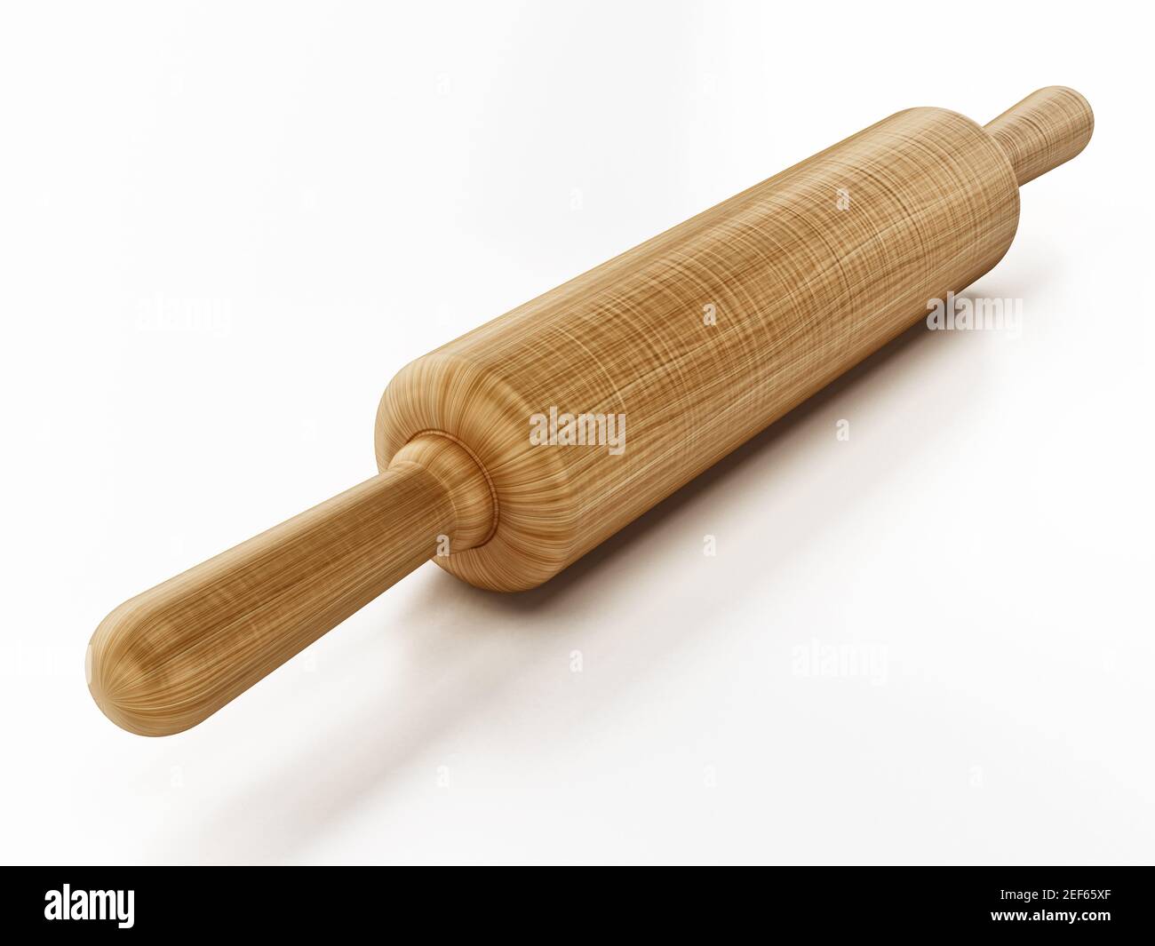 Rolling pin isolated on white background. 3D illustration. Stock Photo