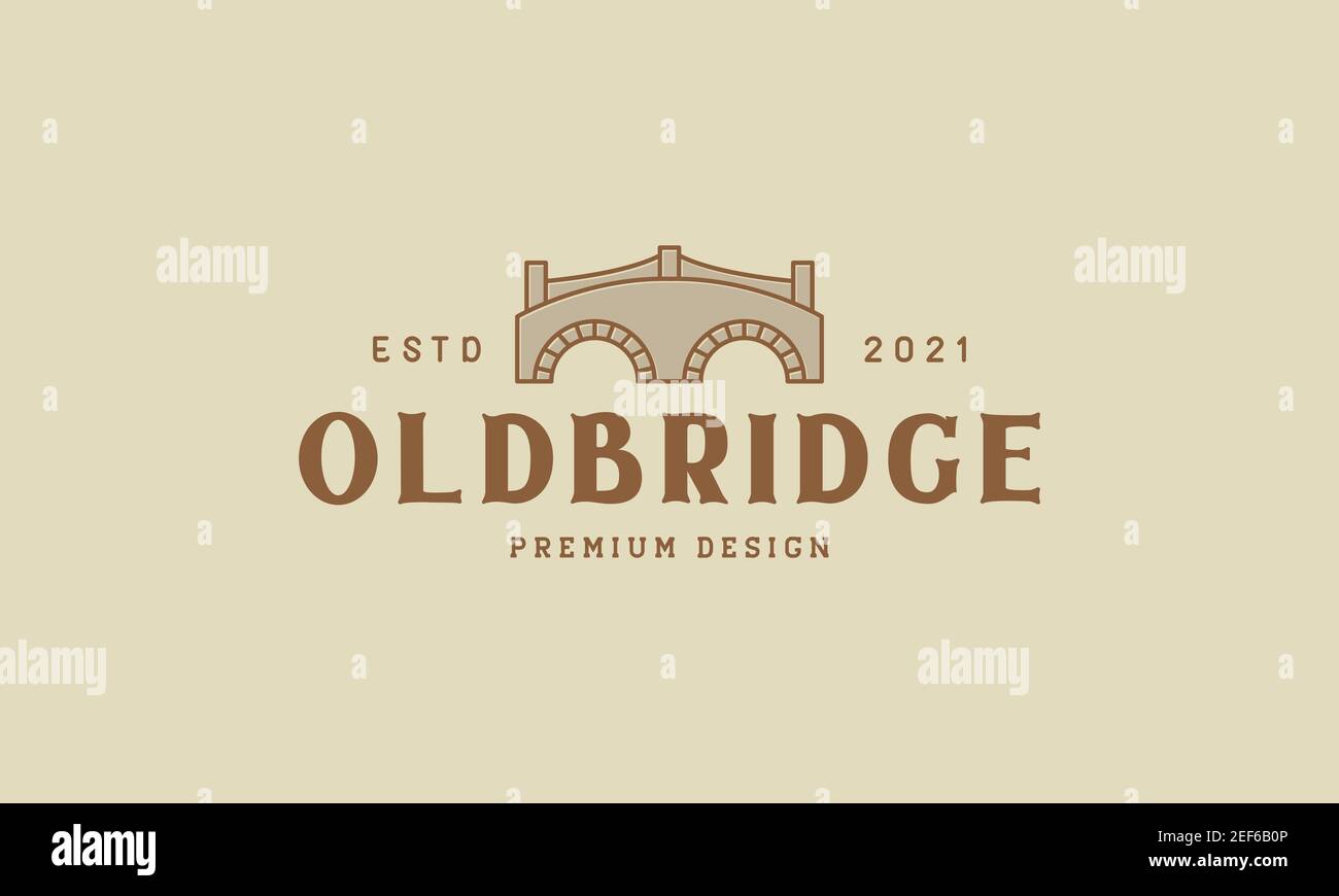 vintage brown bridge logo design vector icon symbol illustration Stock Vector