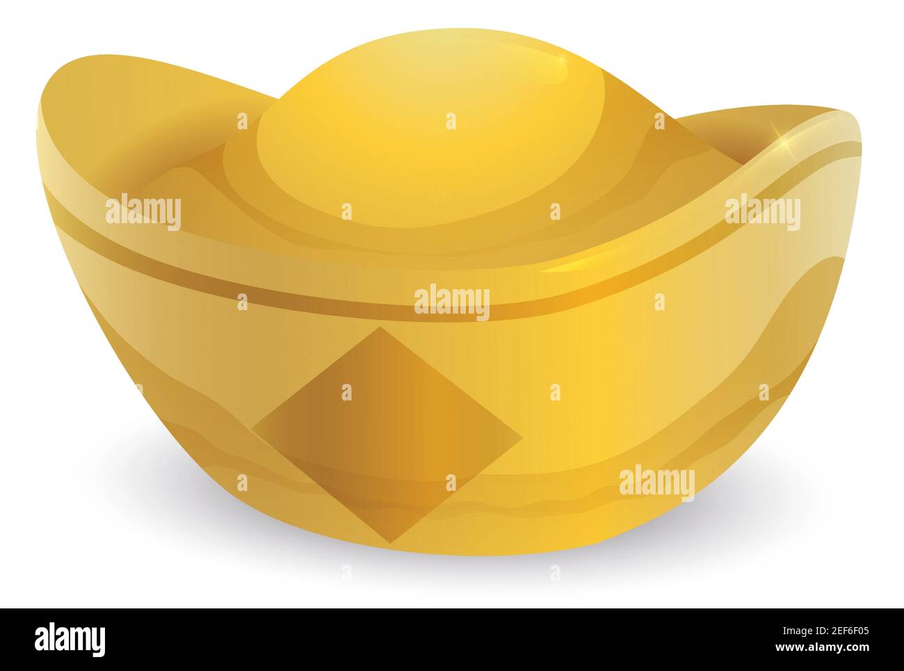 Traditional Chinese sycee or golden ingot, isolated over white ...