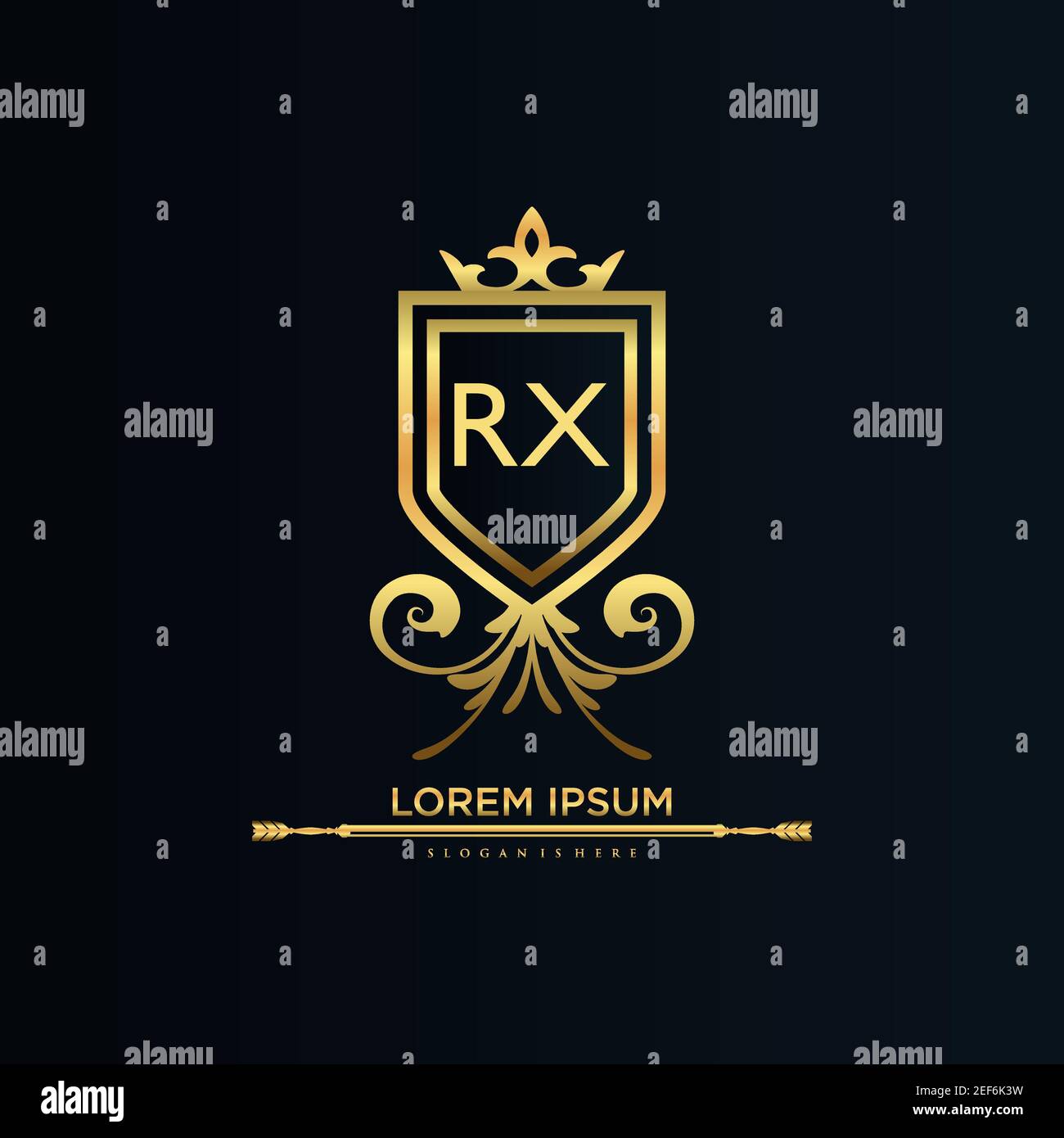 Letter Initial with Royal Template.elegant with crown logo vector, Creative Lettering Logo Vector Illustration. Stock Vector