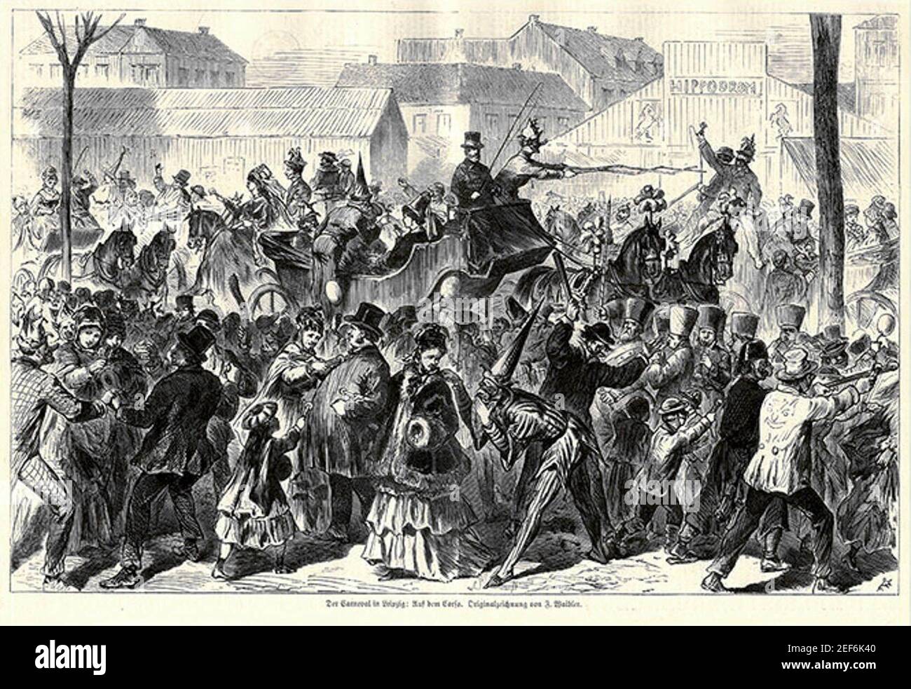 'Der Carneval in Leipzig: Auf dem Corso', Holzstich, 1874 Stock Photo