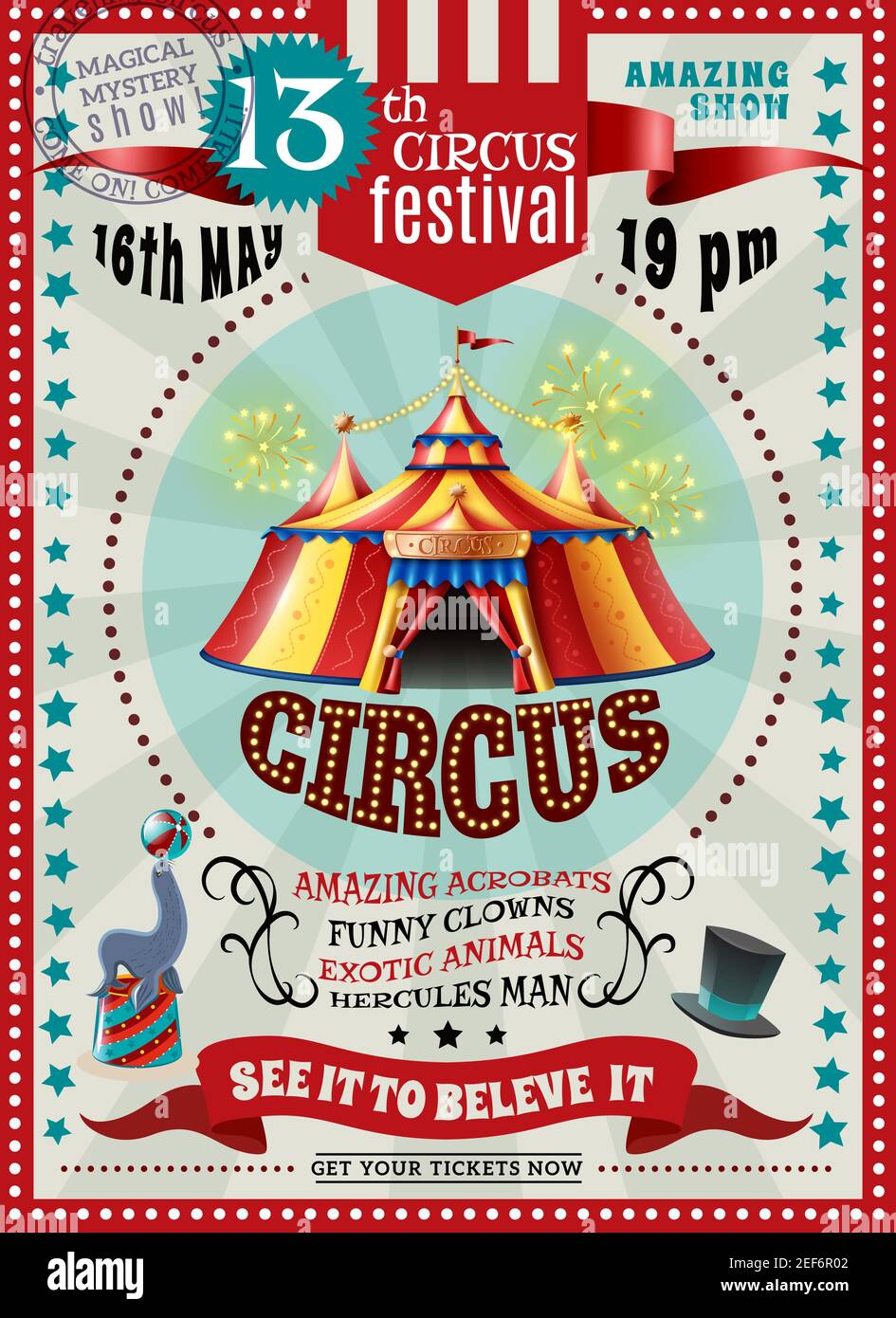 Travel circus carnival festival performances announcement retro poster ...