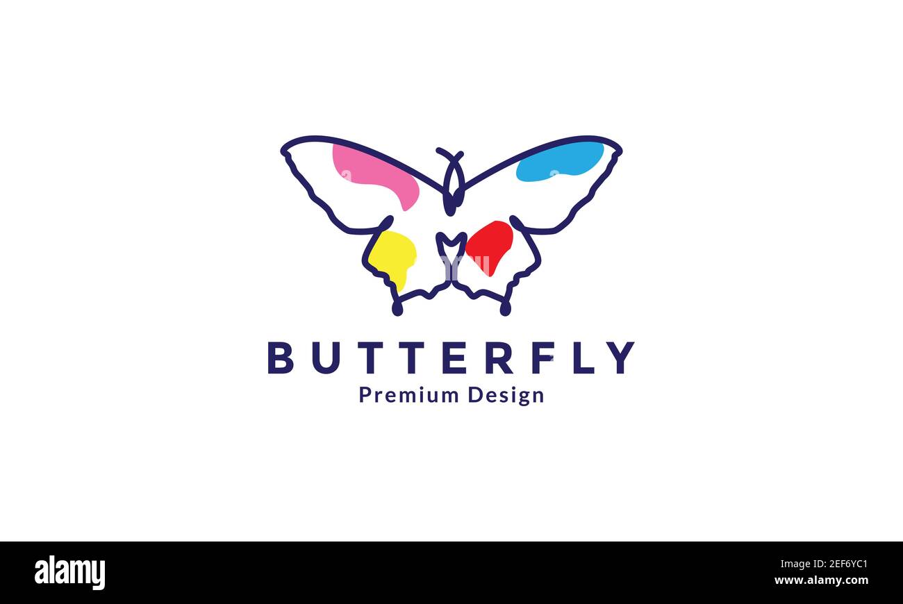 animal insect butterfly with line art modern colorful logo design ...