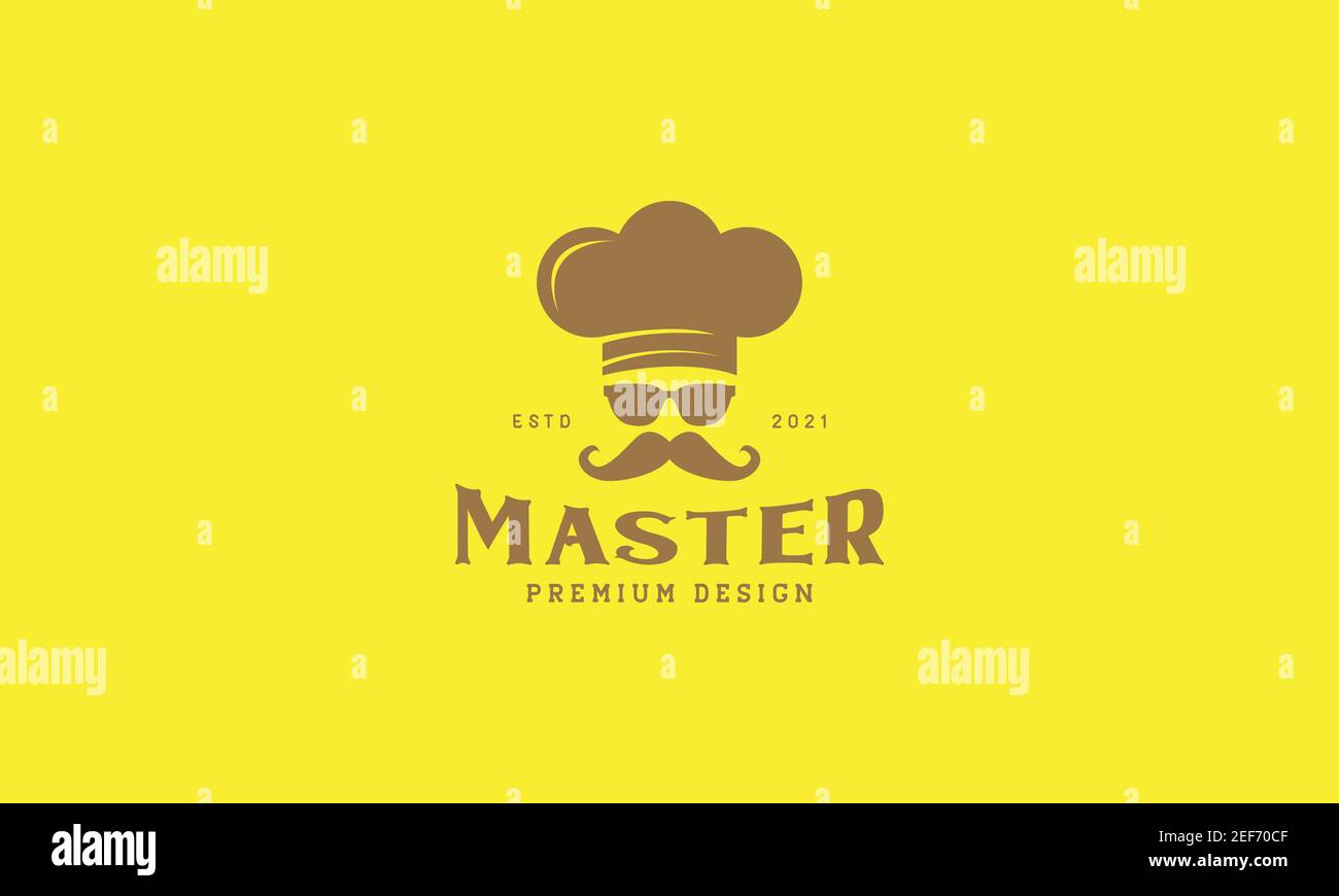 man chef with sunglasses and mustache vintage logo design vector icon symbol illustration Stock Vector