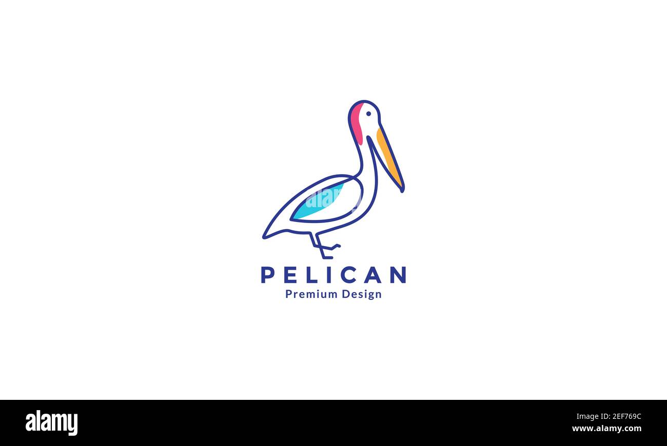 bird pelican line colorful logo symbol vector icon design illustration ...