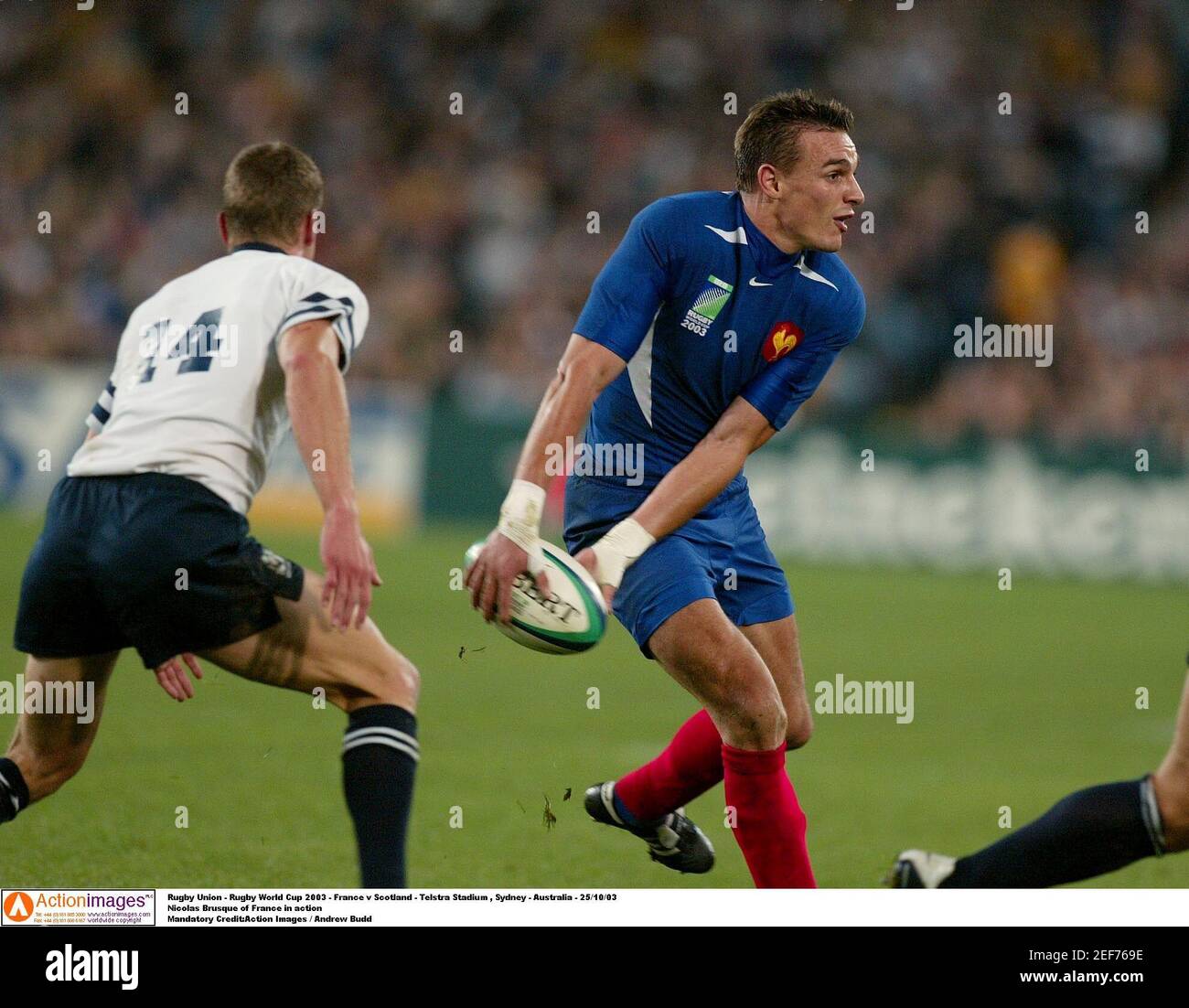 Rugby Union - Rugby World Cup 2003 - France v Scotland - Telstra Stadium , Sydney - Australia - 25/10/03  Nicolas Brusque of France in action  Mandatory Credit:Action Images / Andrew Budd Stock Photo