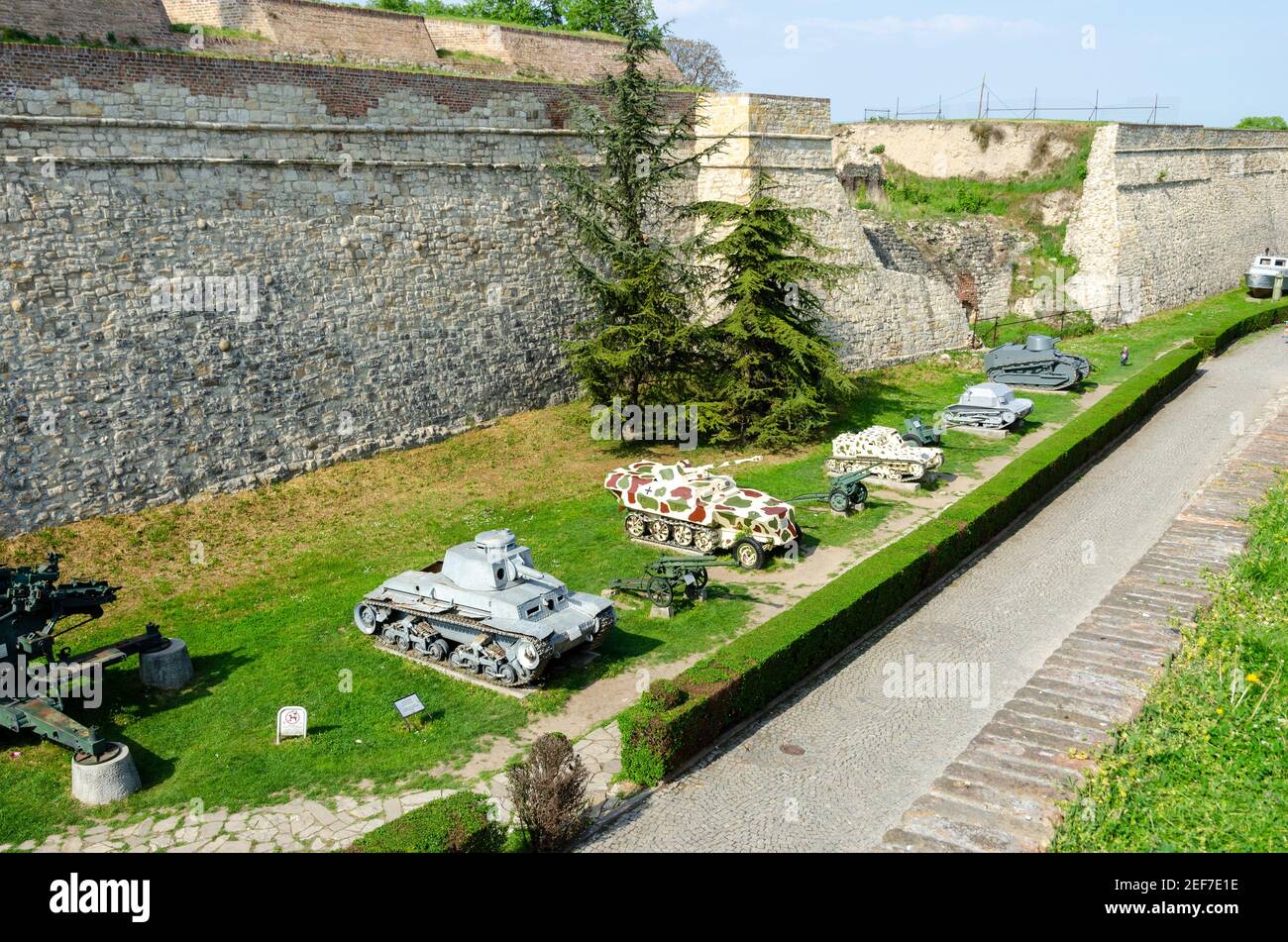 Exhibition of tanks in Kalemegdan - The Belgrade Fortress and Park of the same name in Belgrade, Serbia. Stock Photo