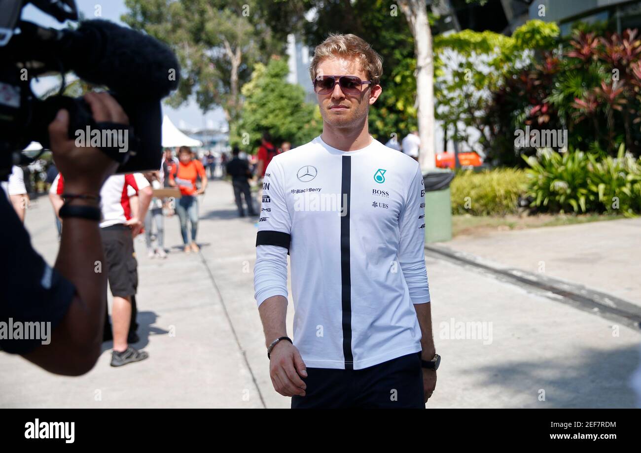 Formula One - F1 - Malaysian Grand Prix 2015 - Sepang International Circuit, Kuala Lumpur, Malaysia - 26/3/15  Mercedes' Nico Rosberg walking in the paddock  Reuters / Olivia Harris  Livepic Stock Photo