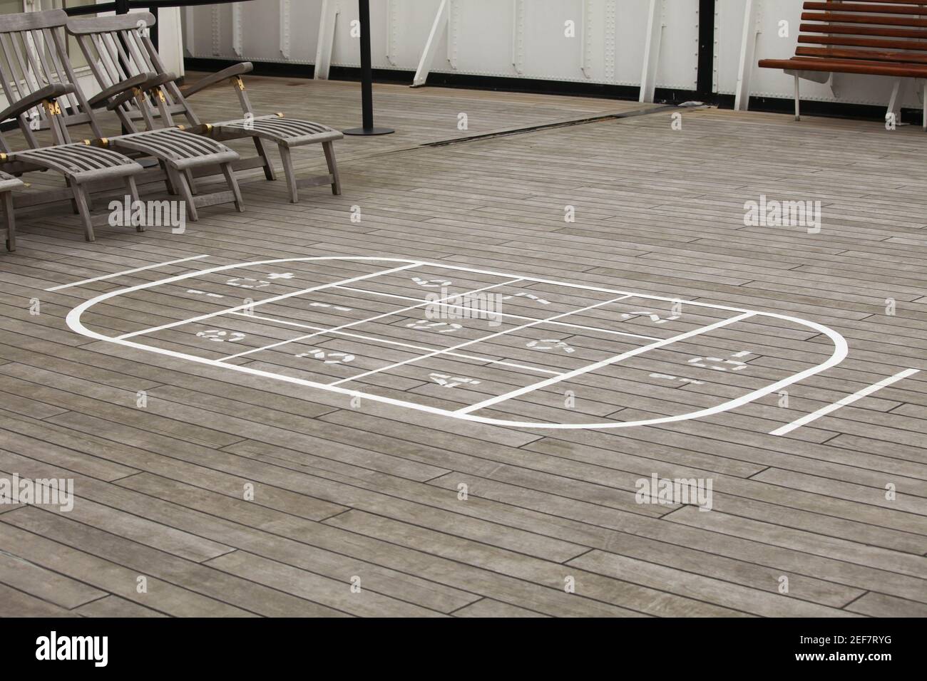 Shuffleboard game painted on deck of a cruise ship Stock Photo Alamy