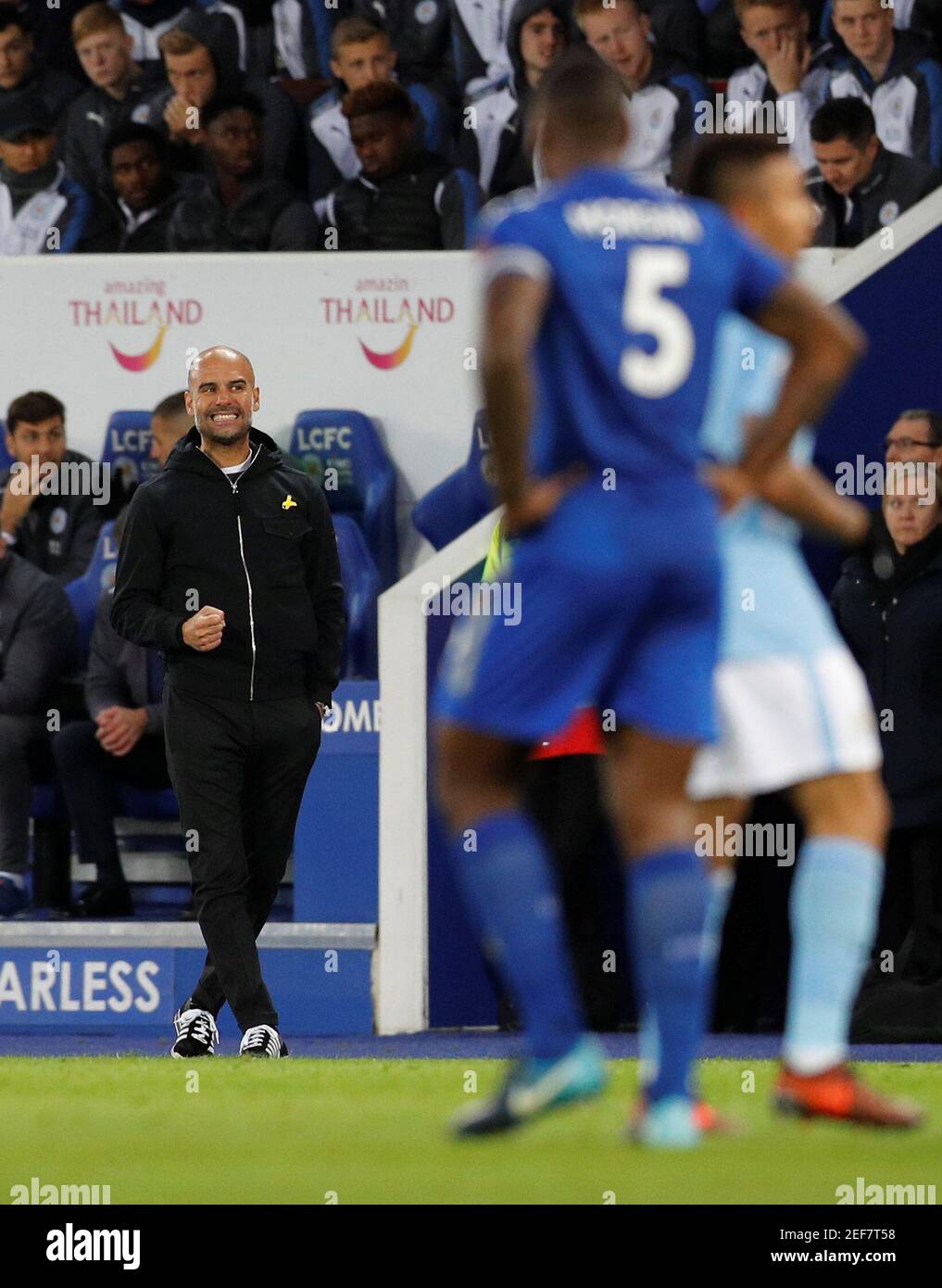 Soccer Football - Premier League - Leicester City vs Manchester City - King Power Stadium, Leicester, Britain - November 18, 2017   Manchester City manager Pep Guardiola             REUTERS/Darren Staples    EDITORIAL USE ONLY. No use with unauthorized audio, video, data, fixture lists, club/league logos or 'live' services. Online in-match use limited to 75 images, no video emulation. No use in betting, games or single club/league/player publications. Please contact your account representative for further details. Stock Photo