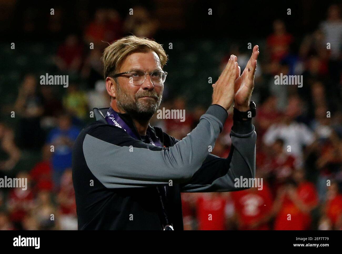 Soccer Football - Leicester City v Liverpool - Pre Season Friendly - The Premier League Asia Trophy - Final - June 22, 2017   Liverpool manager Juergen Klopp applauds the fans at the end of the match    REUTERS/BOBBY YIP Stock Photo