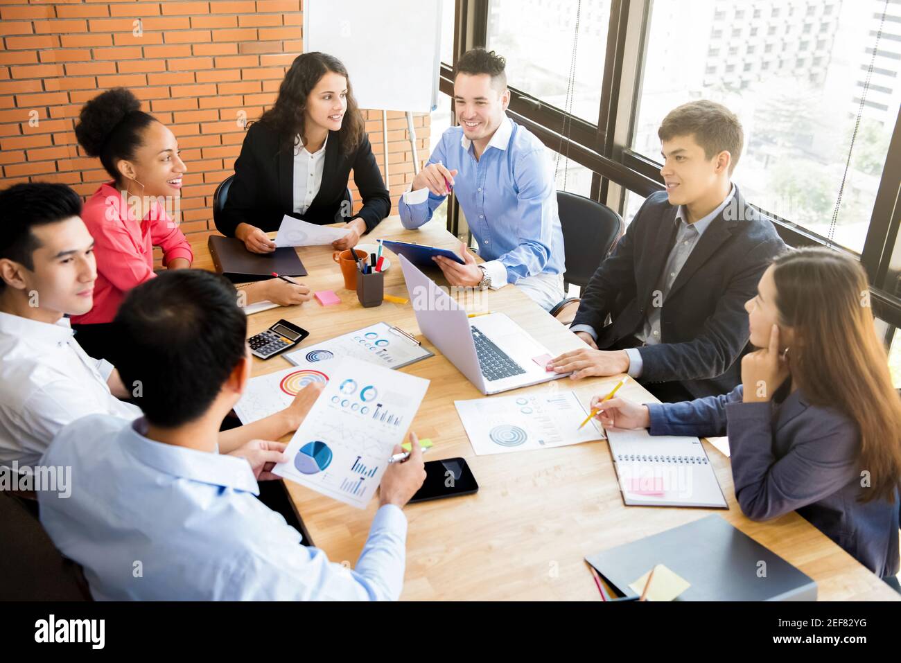 Group of multiethnic business people brainstorming in the meeting room Stock Photo